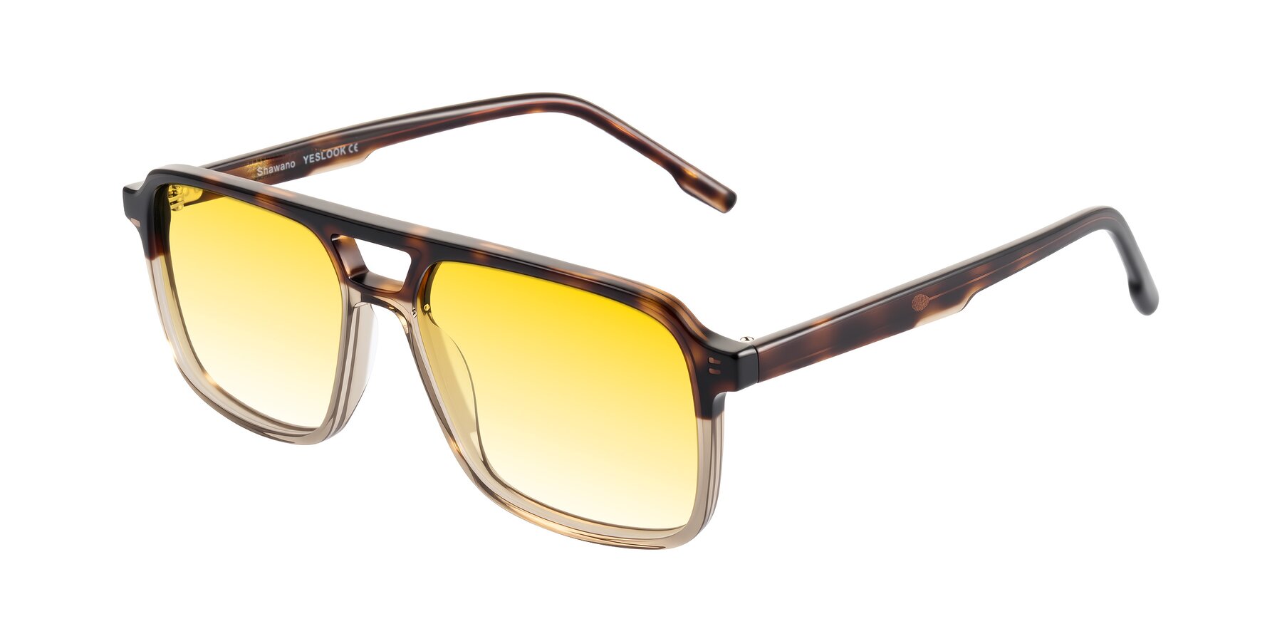 Angle of Shawano in Tortoise/Transparent Brown with Yellow Gradient Lenses