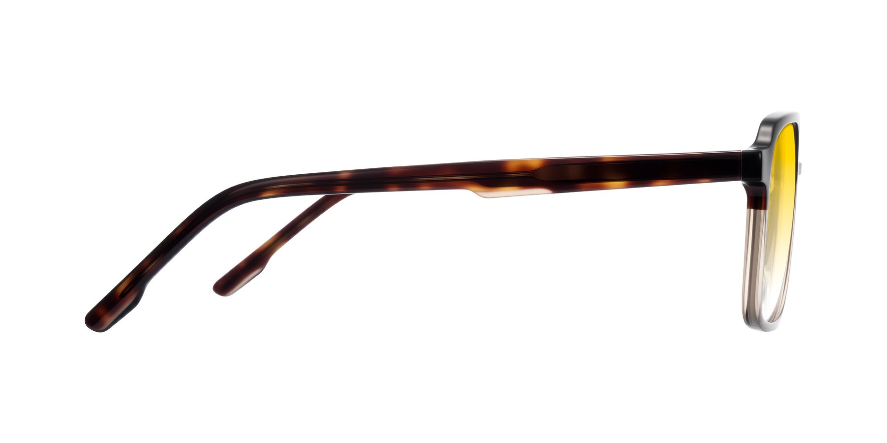 Side of Shawano in Tortoise/Transparent Brown with Yellow Gradient Lenses