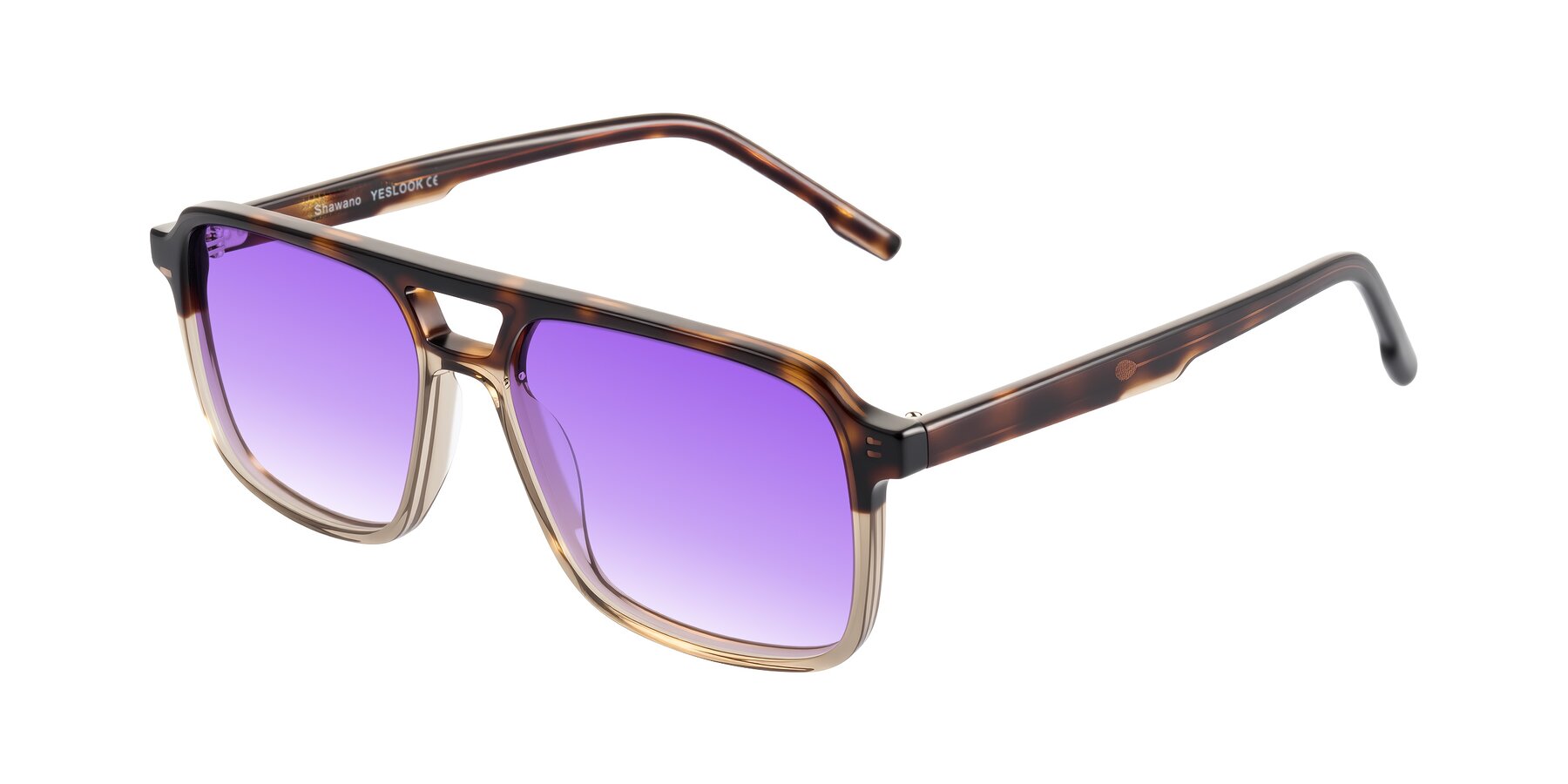 Angle of Shawano in Tortoise/Transparent Brown with Purple Gradient Lenses