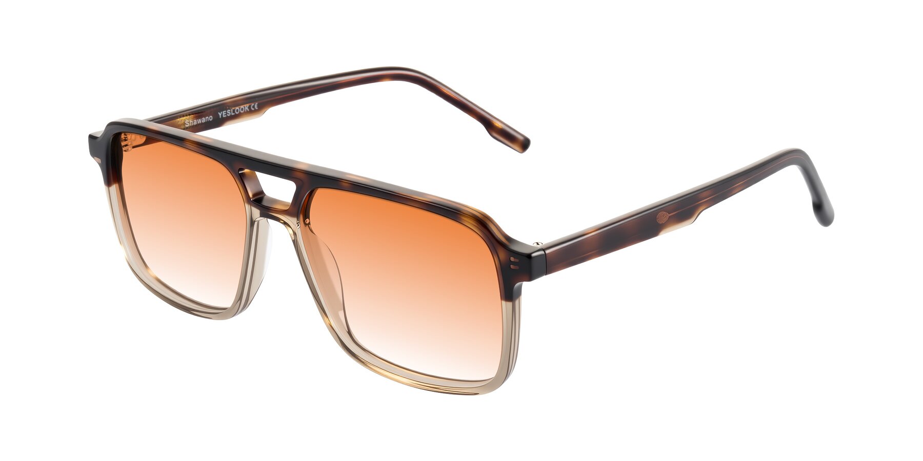 Angle of Shawano in Tortoise/Transparent Brown with Orange Gradient Lenses