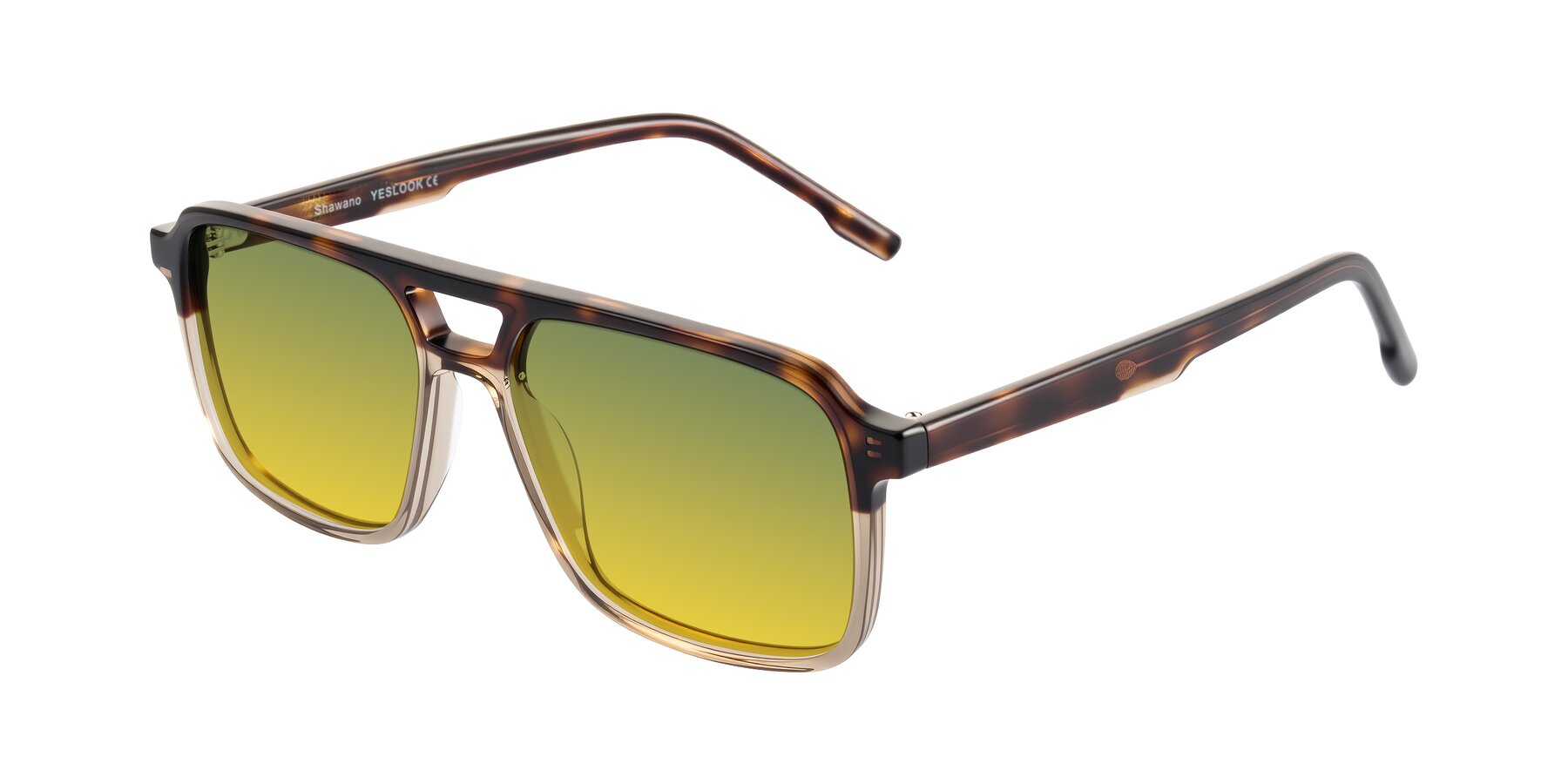 Angle of Shawano in Tortoise/Transparent Brown with Green / Yellow Gradient Lenses