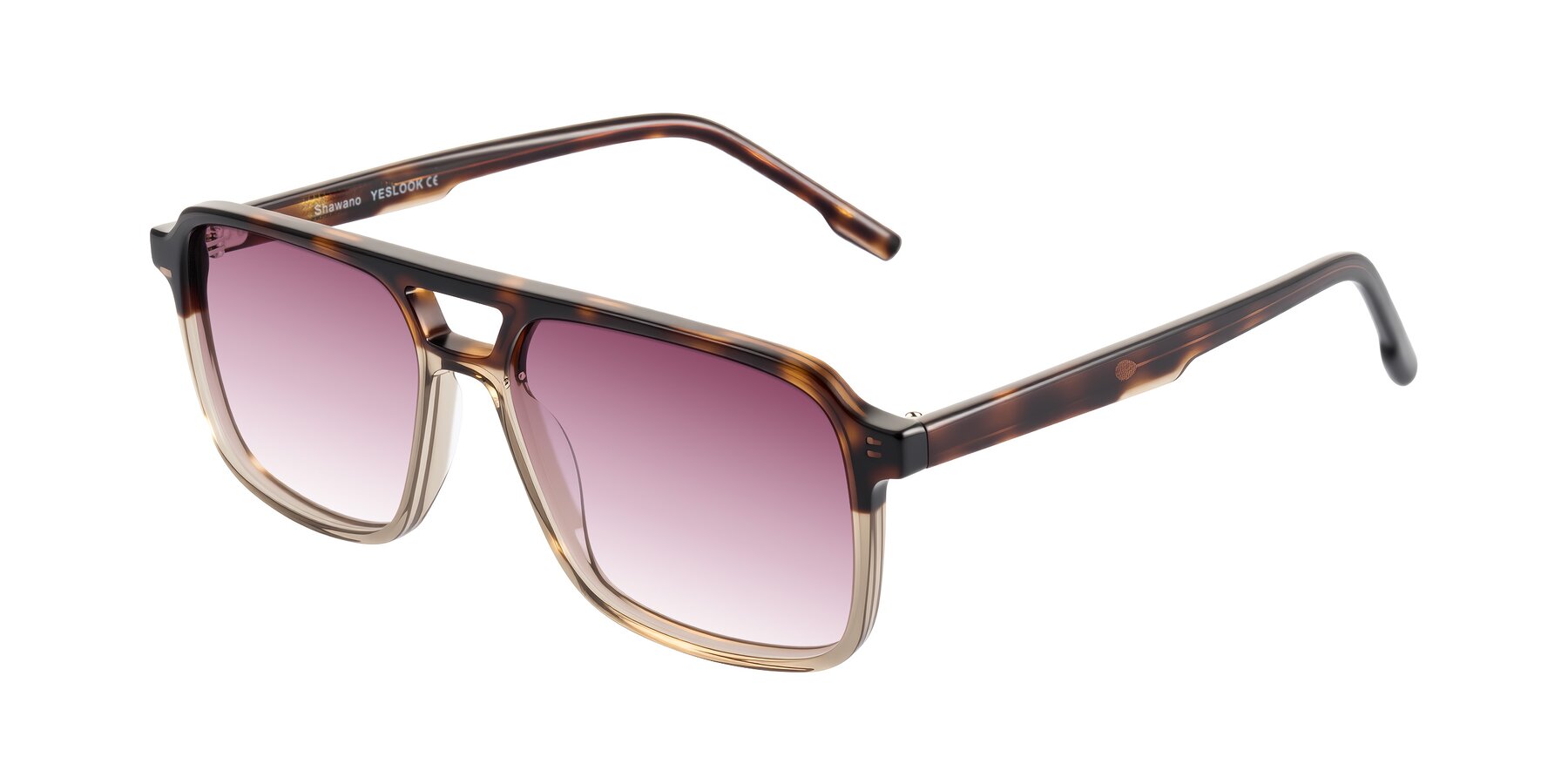 Angle of Shawano in Tortoise/Transparent Brown with Wine Gradient Lenses