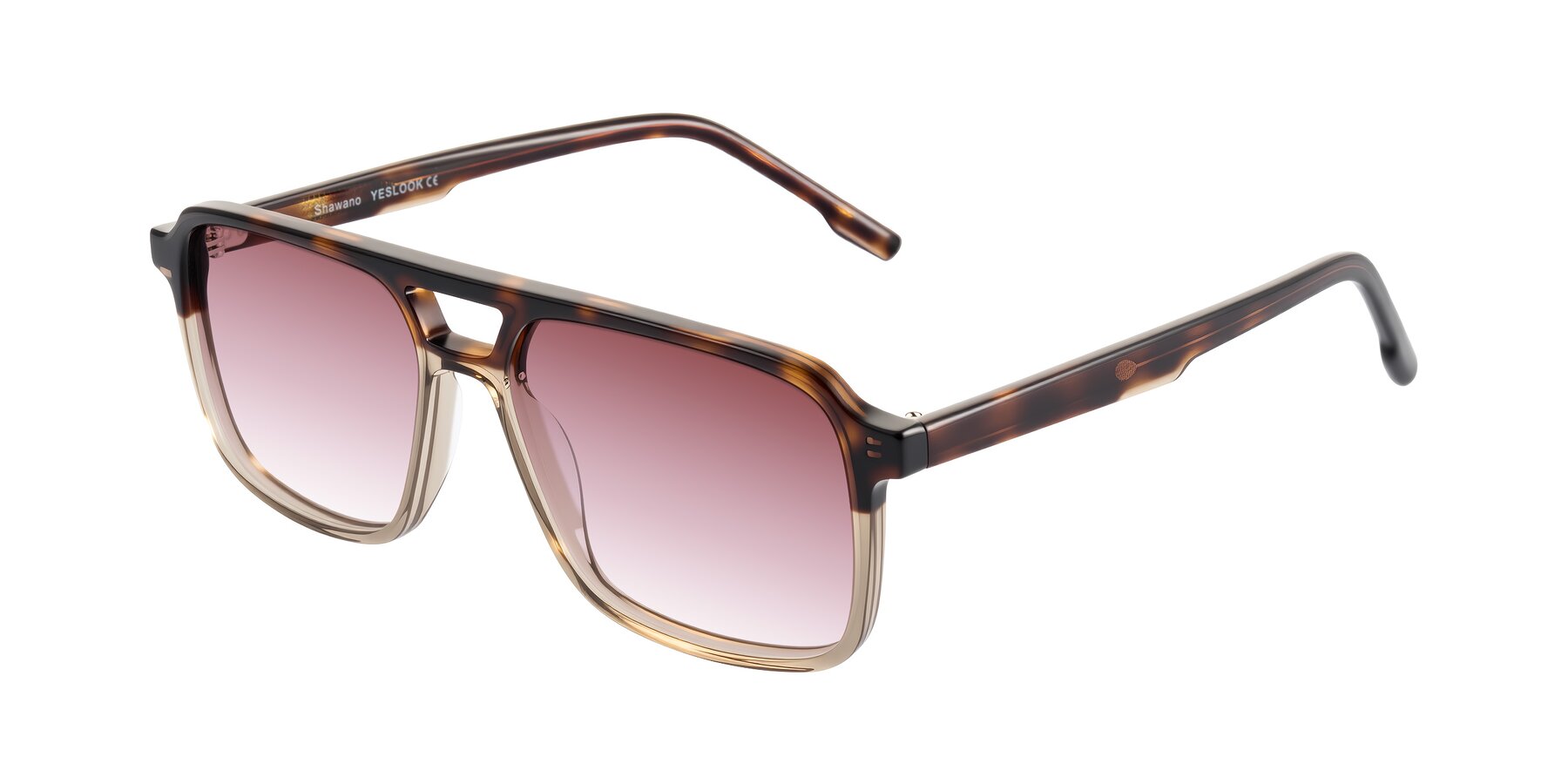 Angle of Shawano in Tortoise/Transparent Brown with Garnet Gradient Lenses