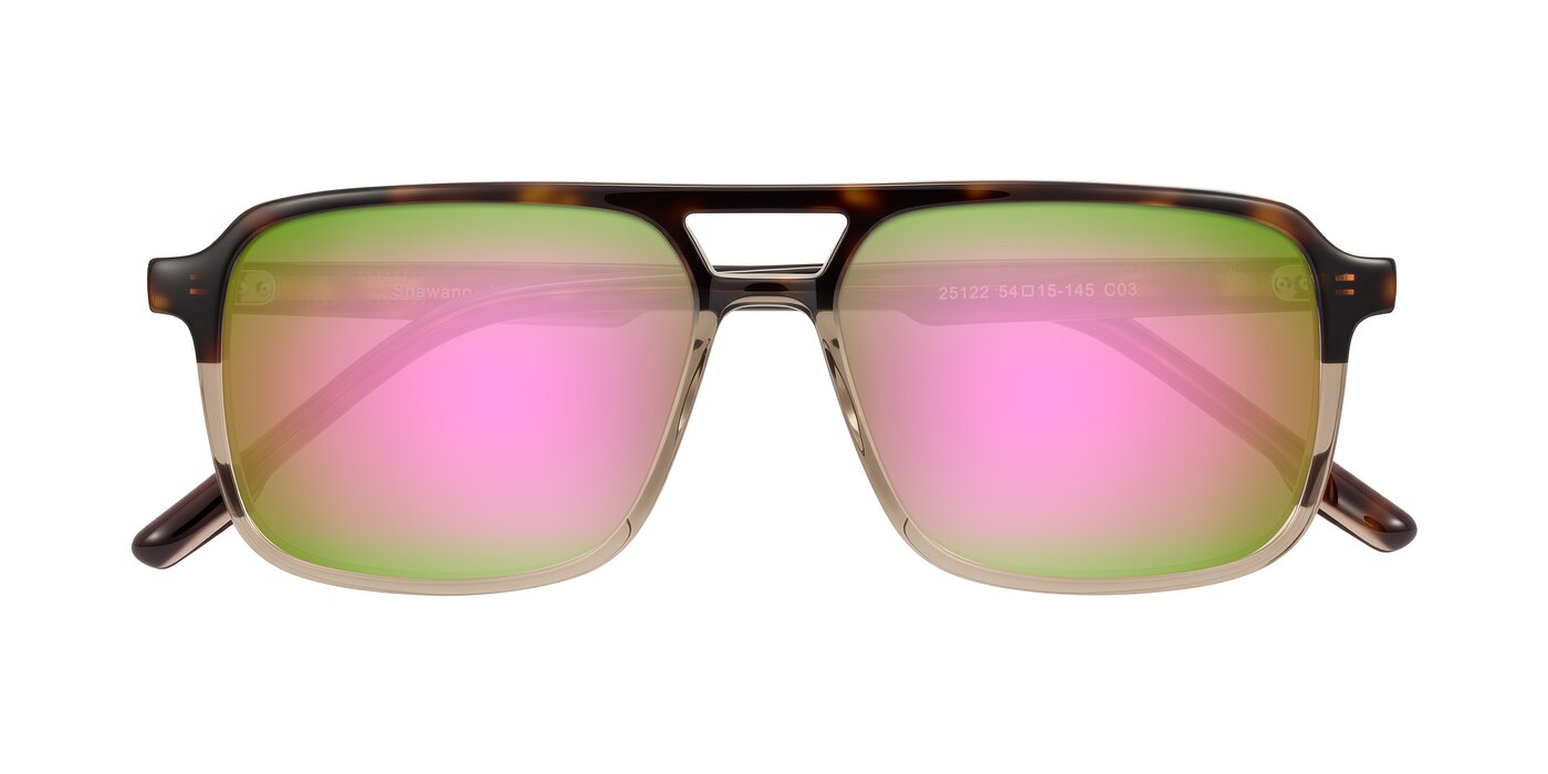 Shawano - Tortoise/Transparent Brown Flash Mirrored Sunglasses