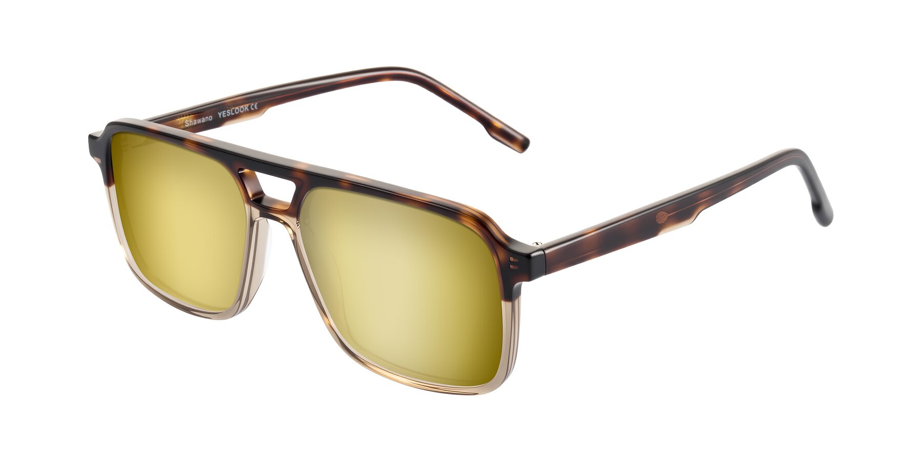 Angle of Shawano in Tortoise/Transparent Brown with Gold Mirrored Lenses
