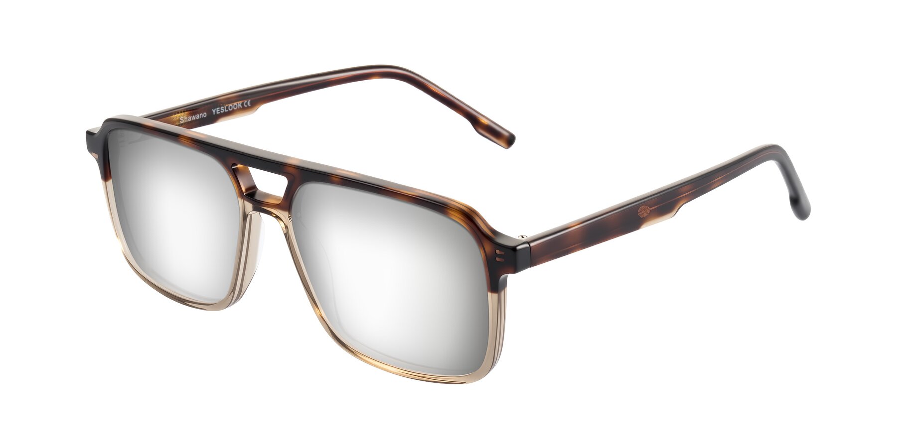 Angle of Shawano in Tortoise/Transparent Brown with Silver Mirrored Lenses