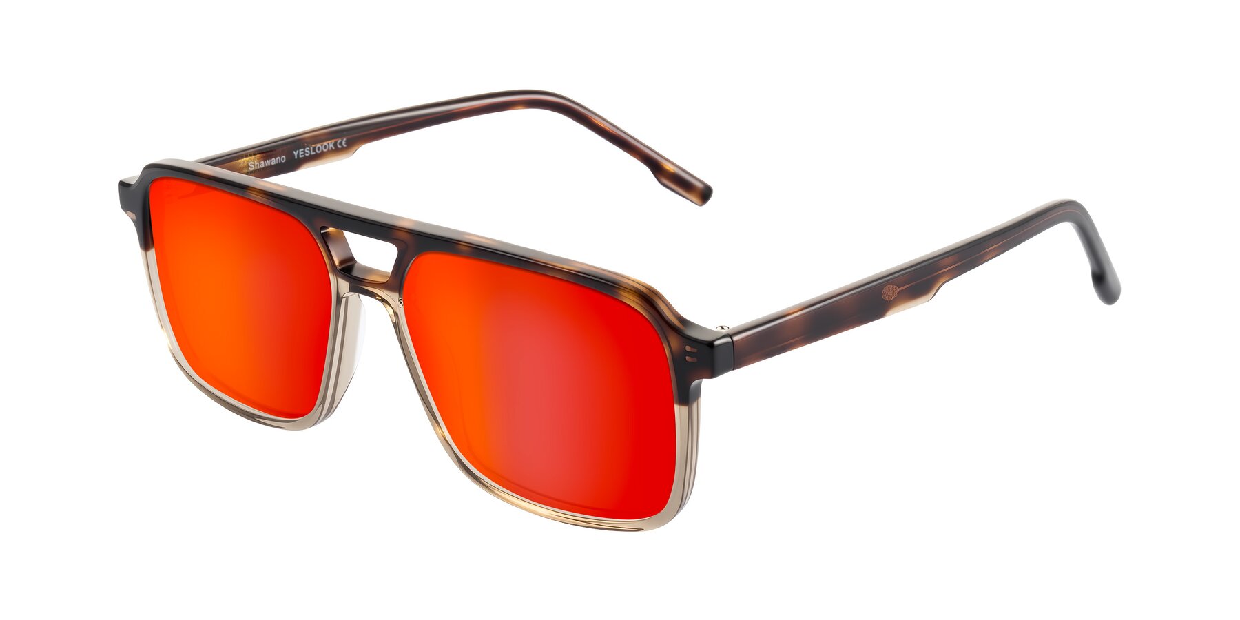 Angle of Shawano in Tortoise/Transparent Brown with Red Gold Mirrored Lenses