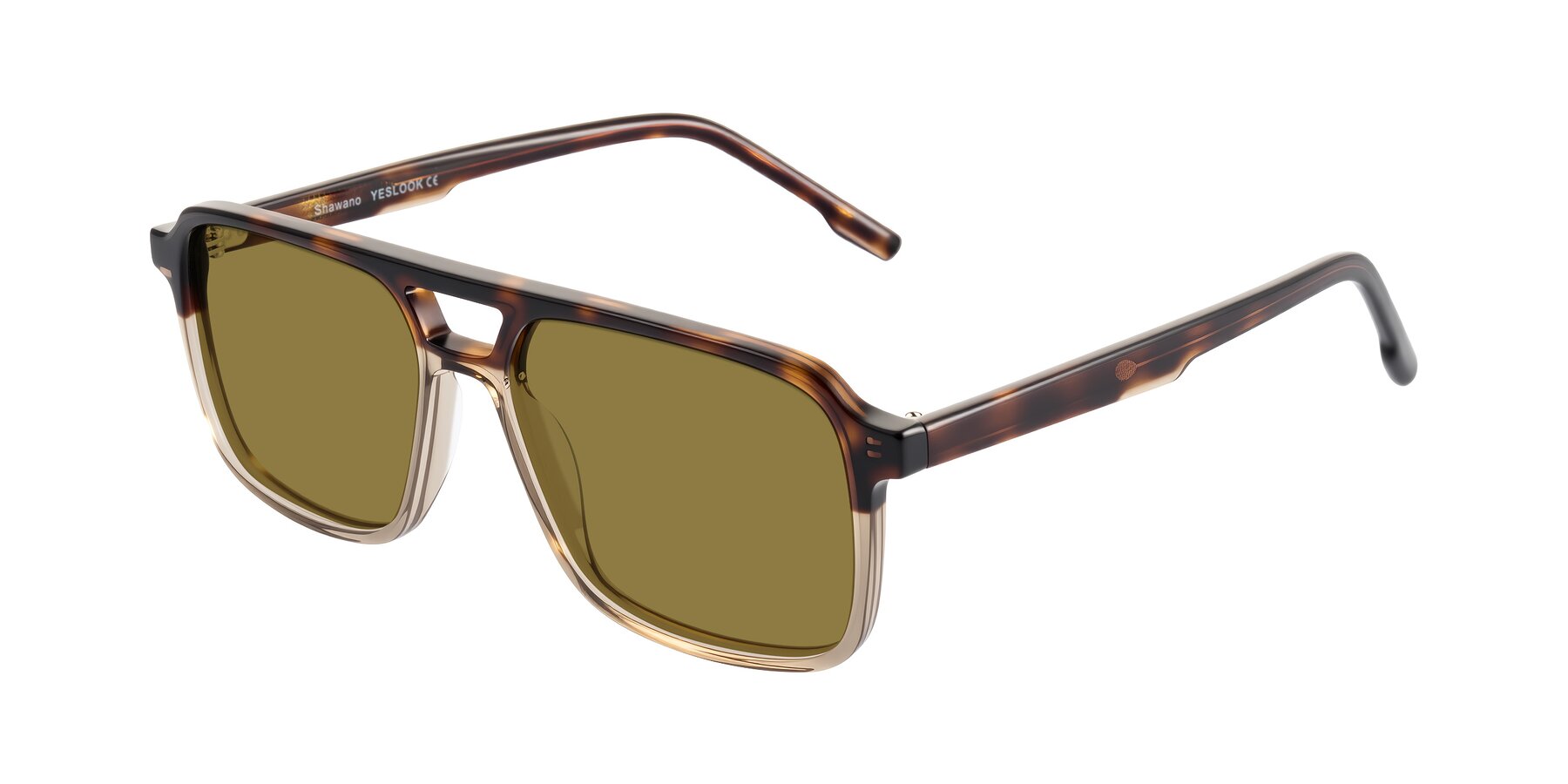 Angle of Shawano in Tortoise/Transparent Brown with Brown Polarized Lenses