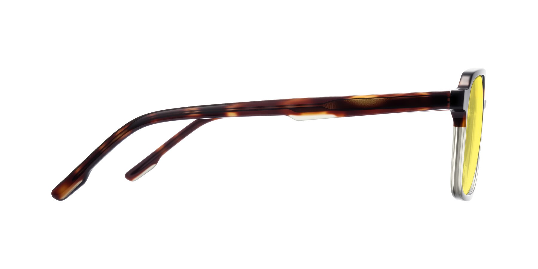 Side of Shawano in Tortoise/Transparent Green with Medium Yellow Tinted Lenses