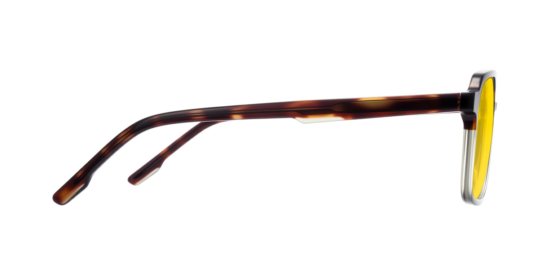 Side of Shawano in Tortoise/Transparent Green with Yellow Tinted Lenses