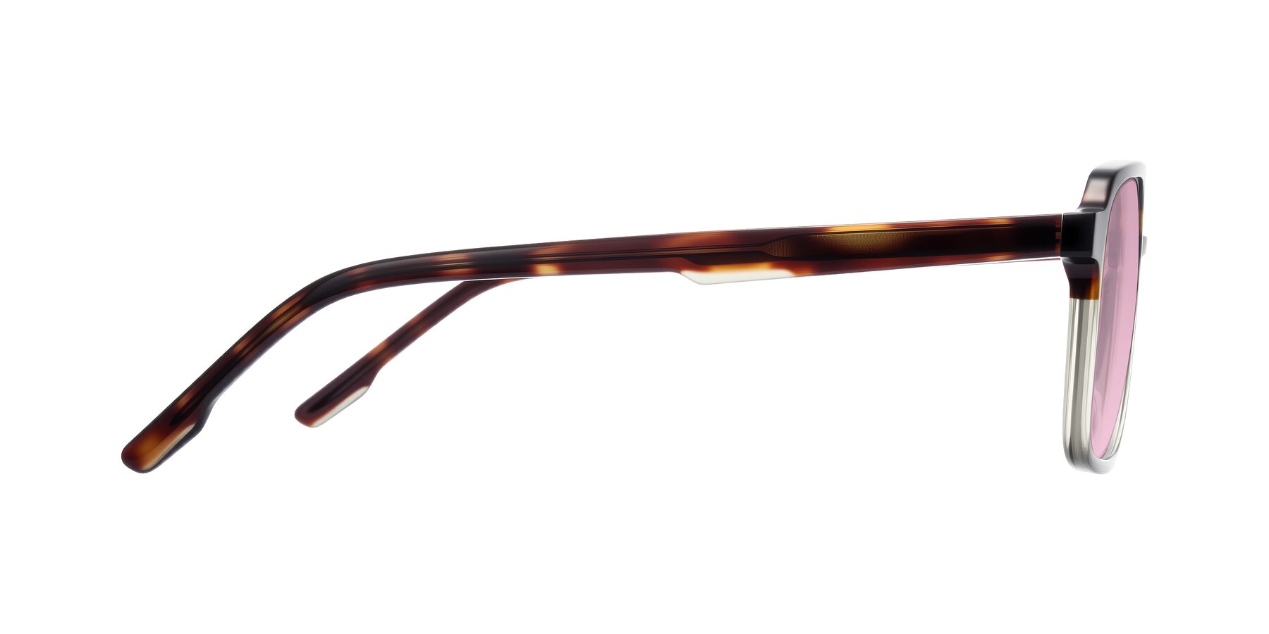 Side of Shawano in Tortoise/Transparent Green with Light Wine Tinted Lenses