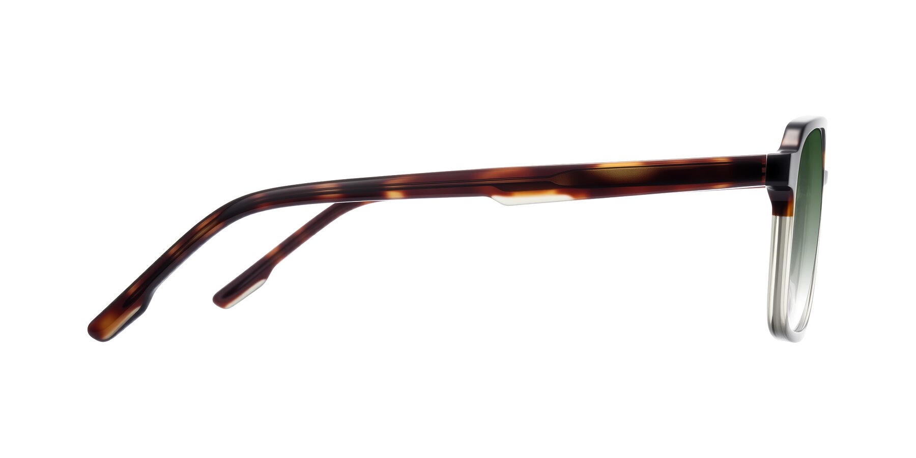 Side of Shawano in Tortoise/Transparent Green with Green Gradient Lenses