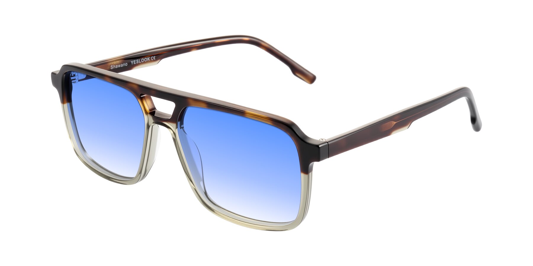 Angle of Shawano in Tortoise/Transparent Green with Blue Gradient Lenses