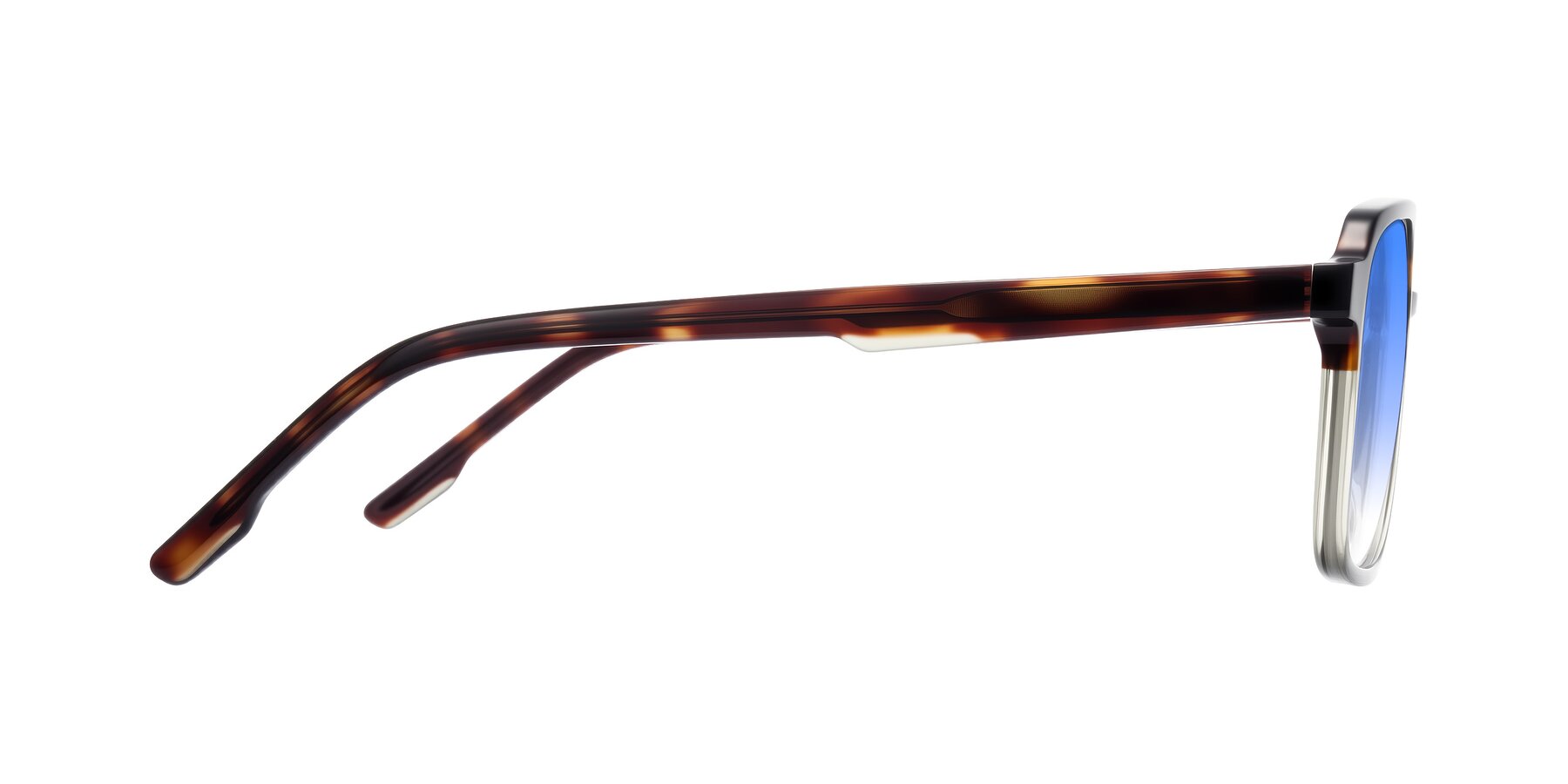 Side of Shawano in Tortoise/Transparent Green with Blue Gradient Lenses