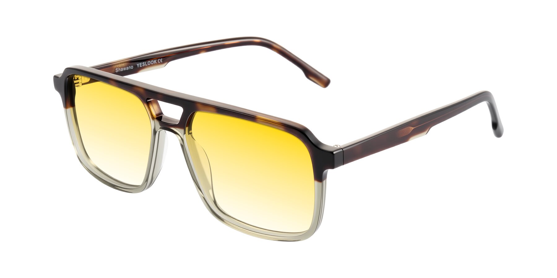 Angle of Shawano in Tortoise/Transparent Green with Yellow Gradient Lenses