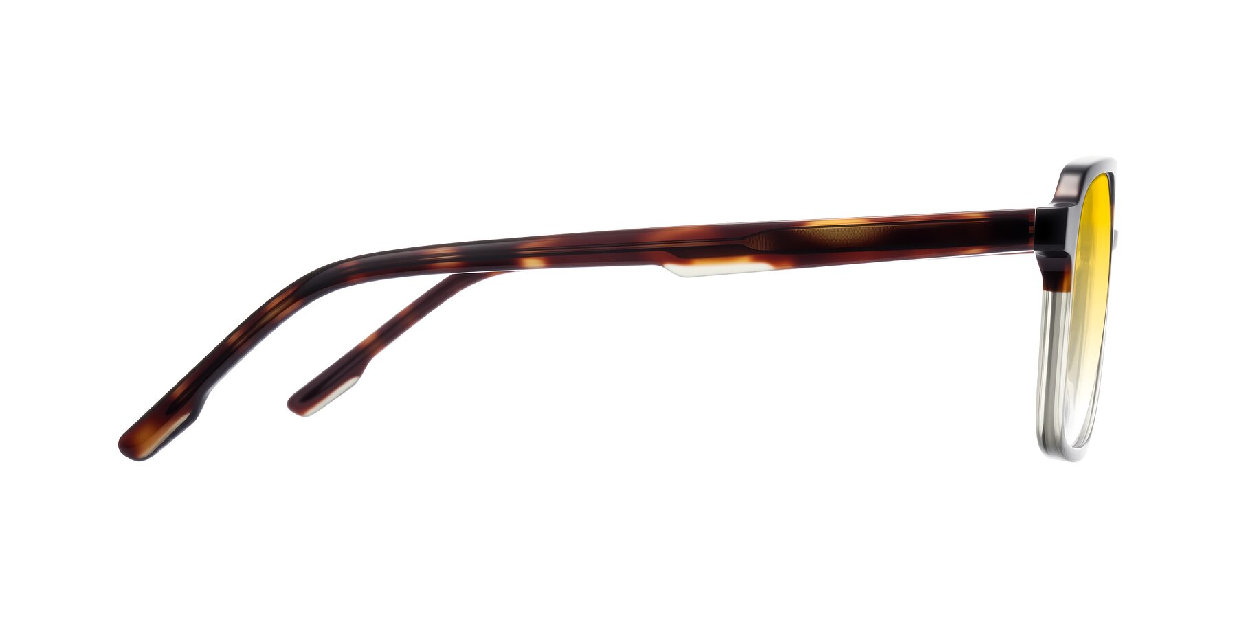 Side of Shawano in Tortoise/Transparent Green with Yellow Gradient Lenses