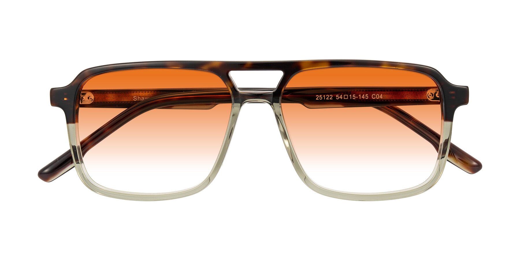 Folded Front of Shawano in Tortoise/Transparent Green with Orange Gradient Lenses
