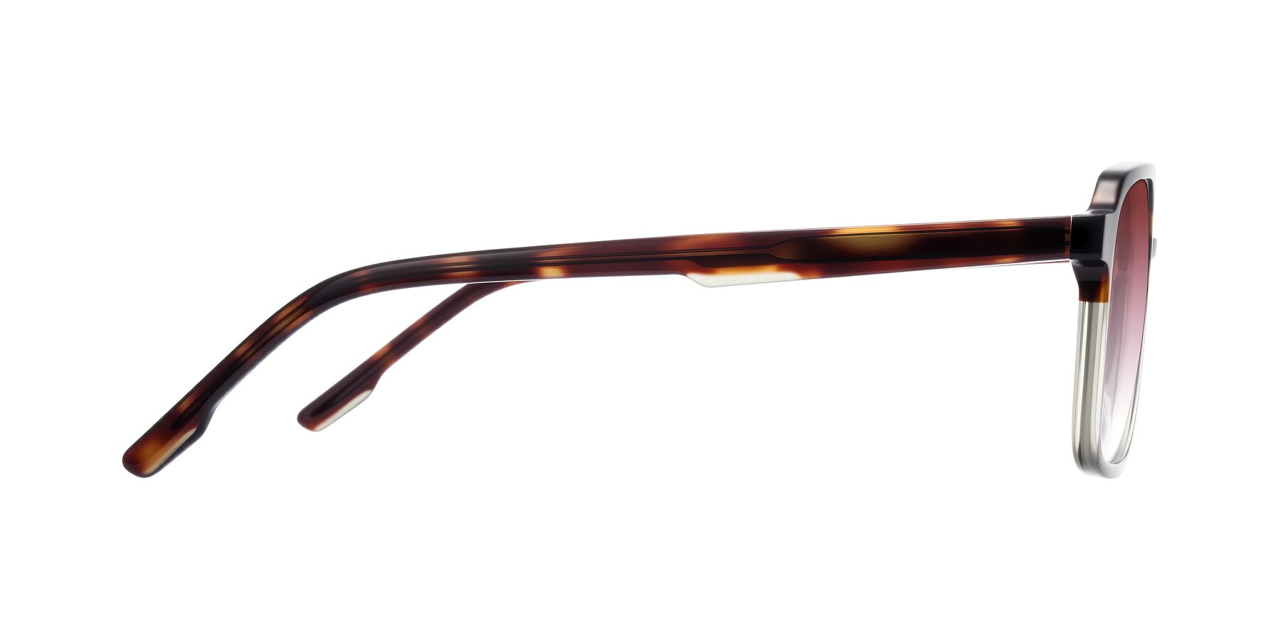 Side of Shawano in Tortoise/Transparent Green with Garnet Gradient Lenses