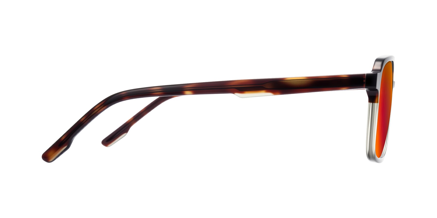 Side of Shawano in Tortoise/Transparent Green with Red Gold Mirrored Lenses