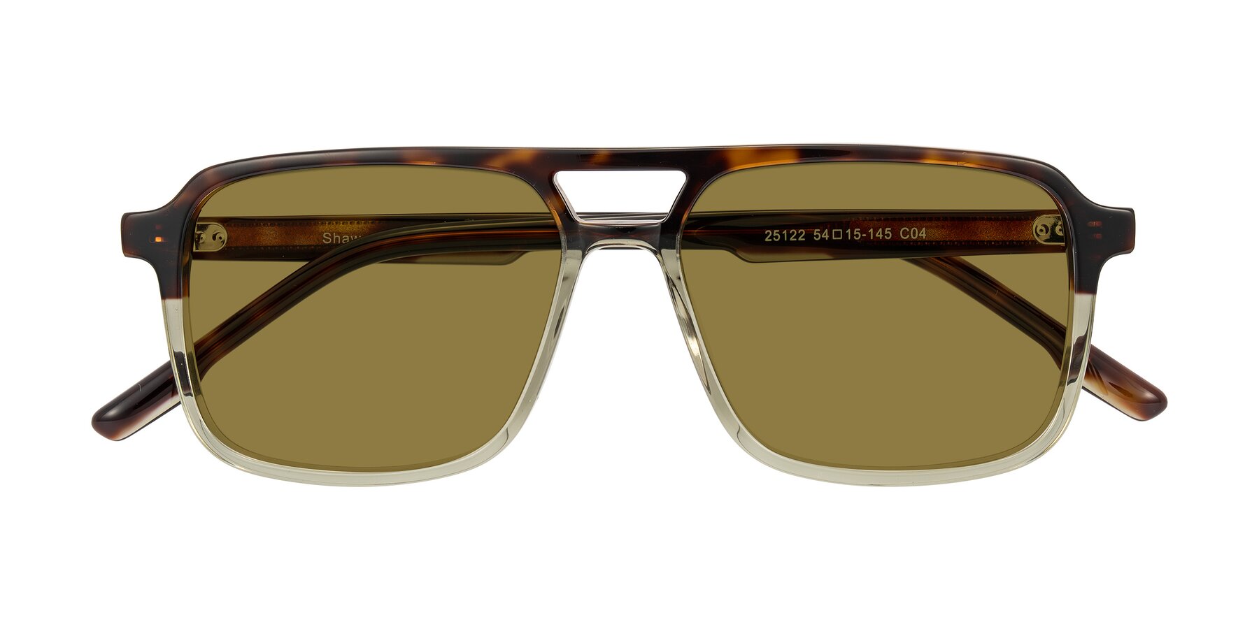 Folded Front of Shawano in Tortoise/Transparent Green with Brown Polarized Lenses