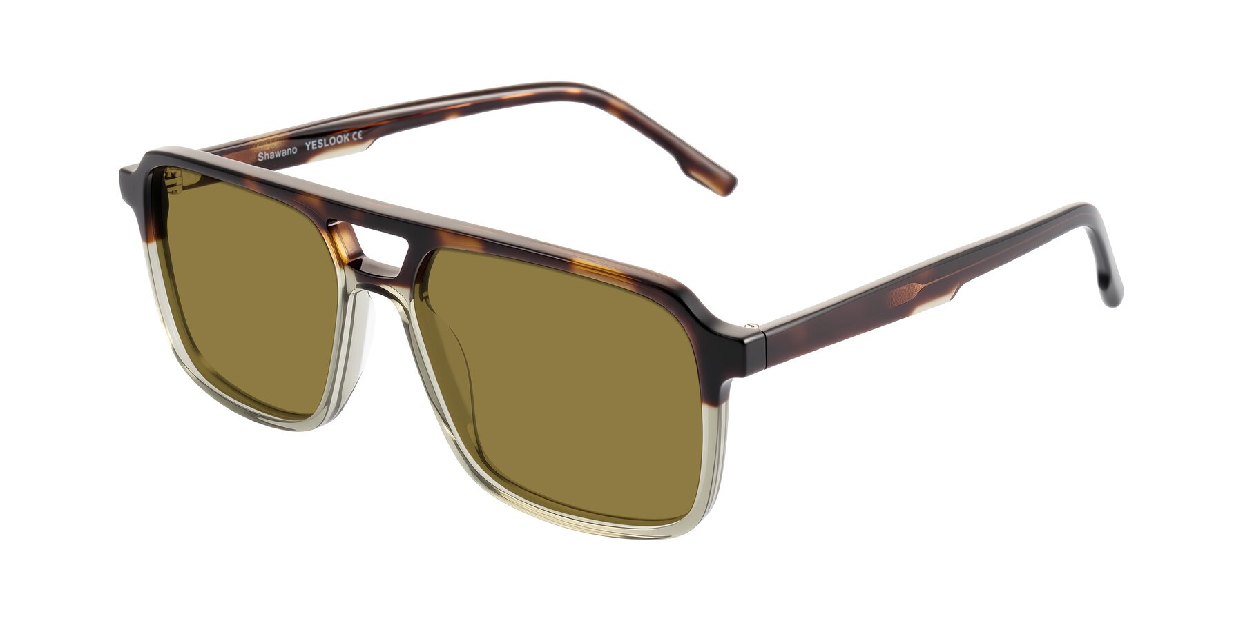 Angle of Shawano in Tortoise/Transparent Green with Brown Polarized Lenses
