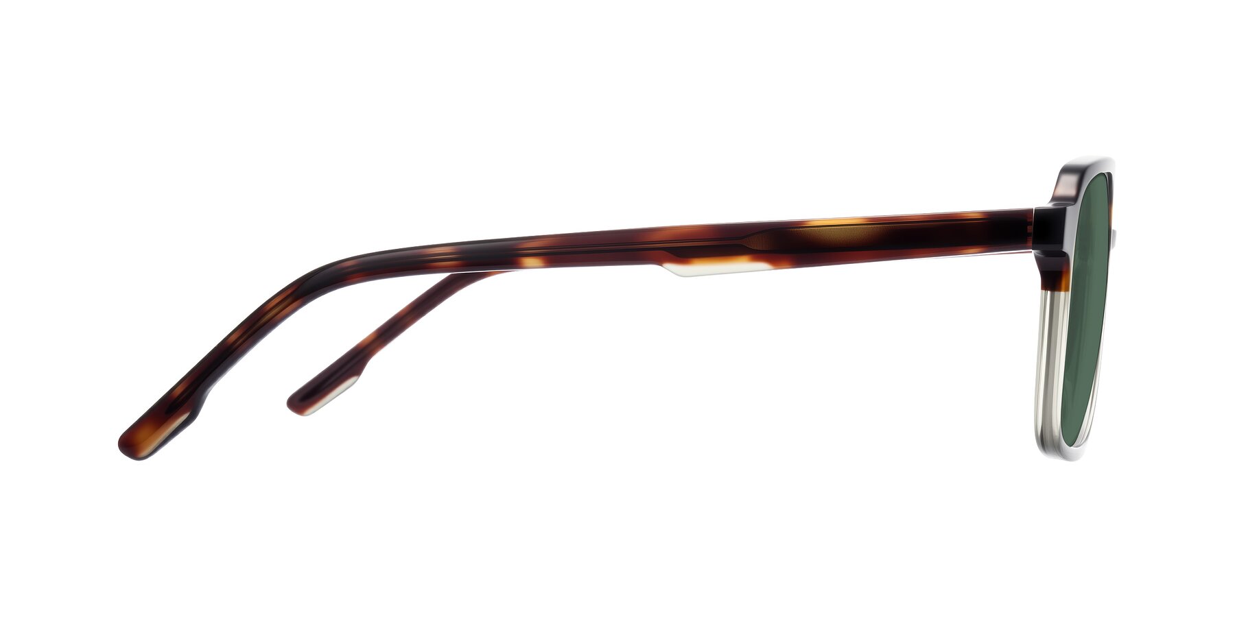 Side of Shawano in Tortoise/Transparent Green with Green Polarized Lenses