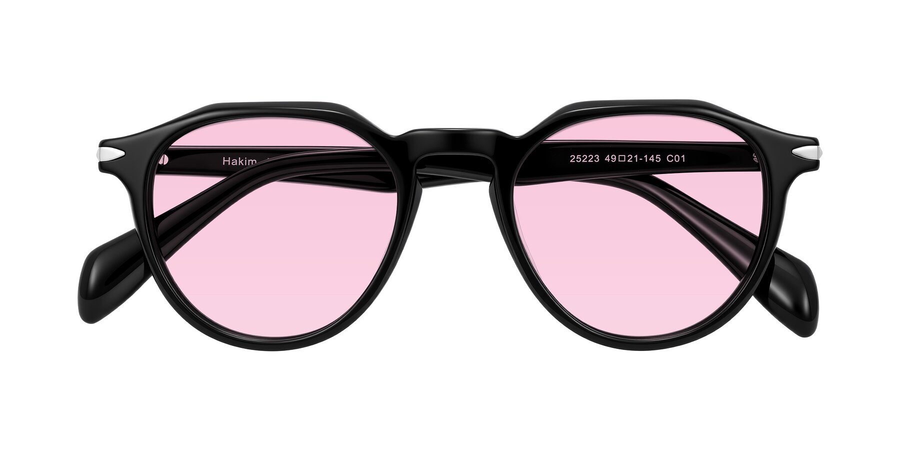 Folded Front of Hakim in Black with Light Pink Tinted Lenses