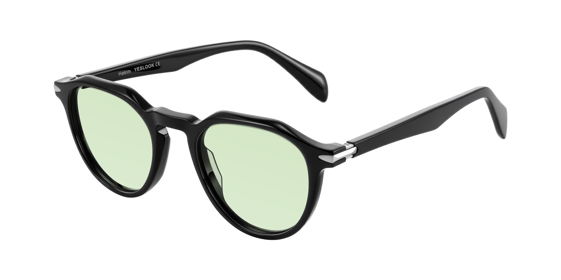 Angle of Hakim in Black with Light Green Tinted Lenses