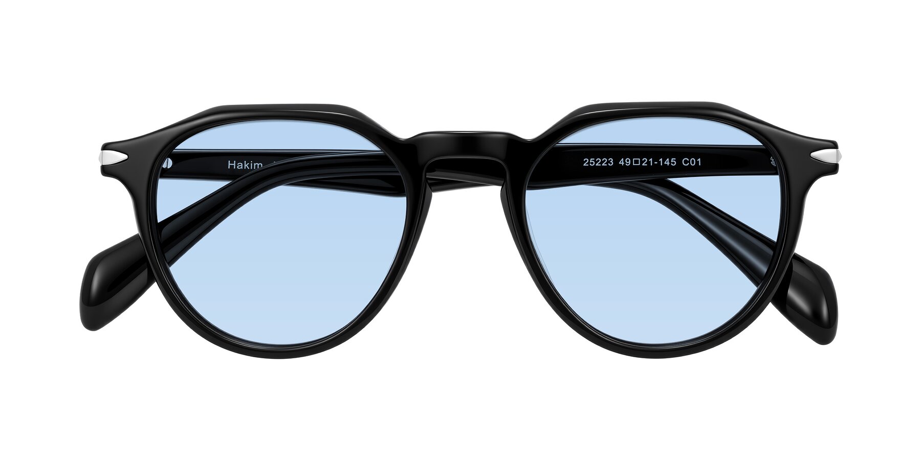 Folded Front of Hakim in Black with Light Blue Tinted Lenses