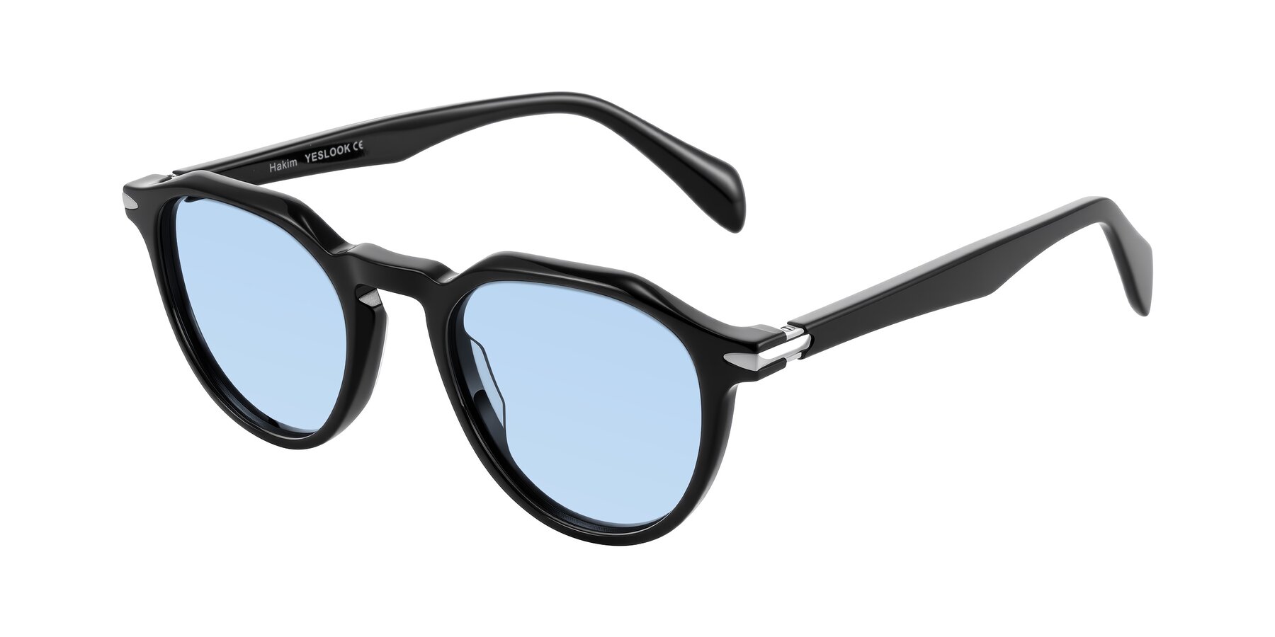 Angle of Hakim in Black with Light Blue Tinted Lenses