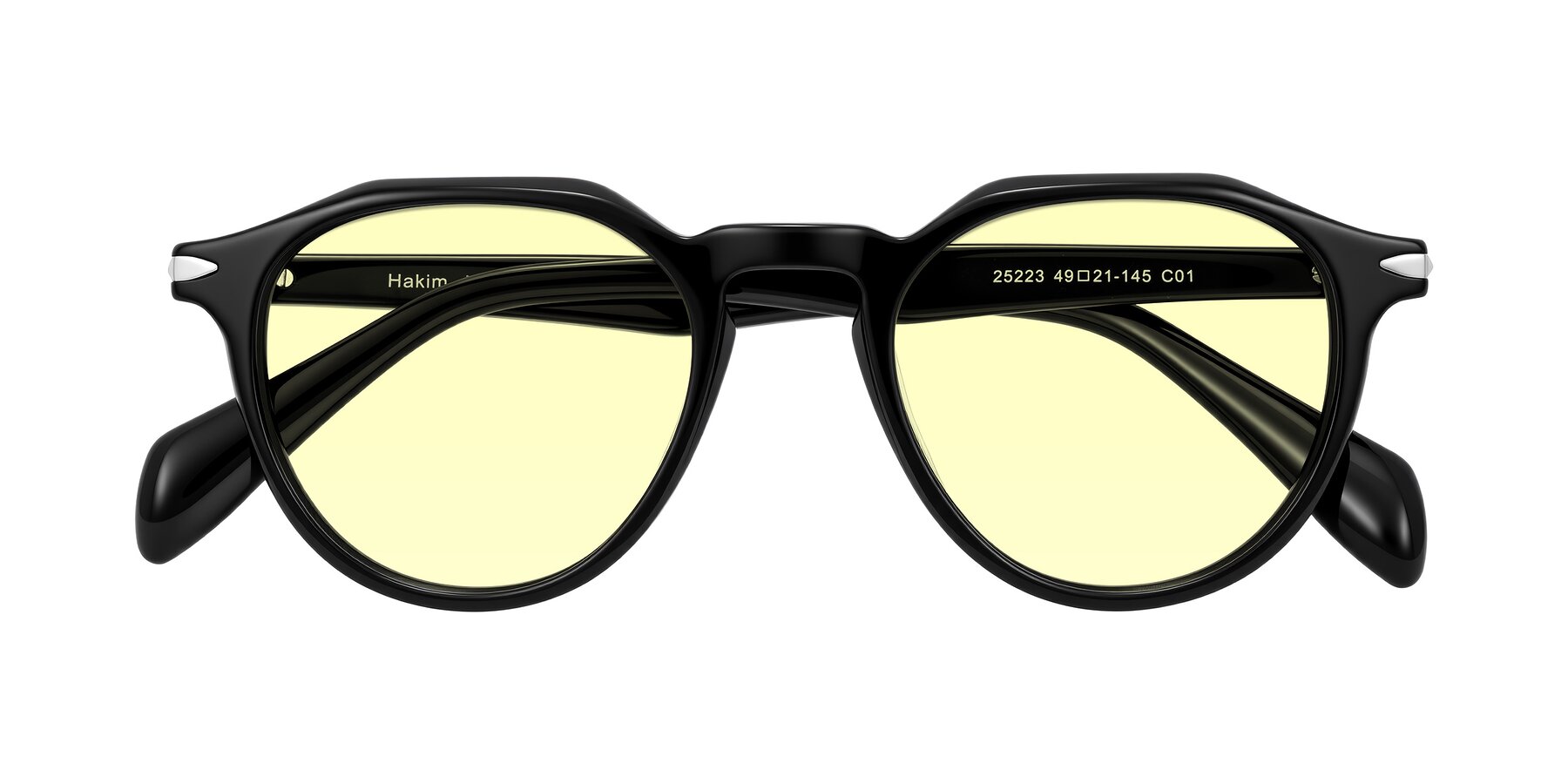 Folded Front of Hakim in Black with Light Yellow Tinted Lenses