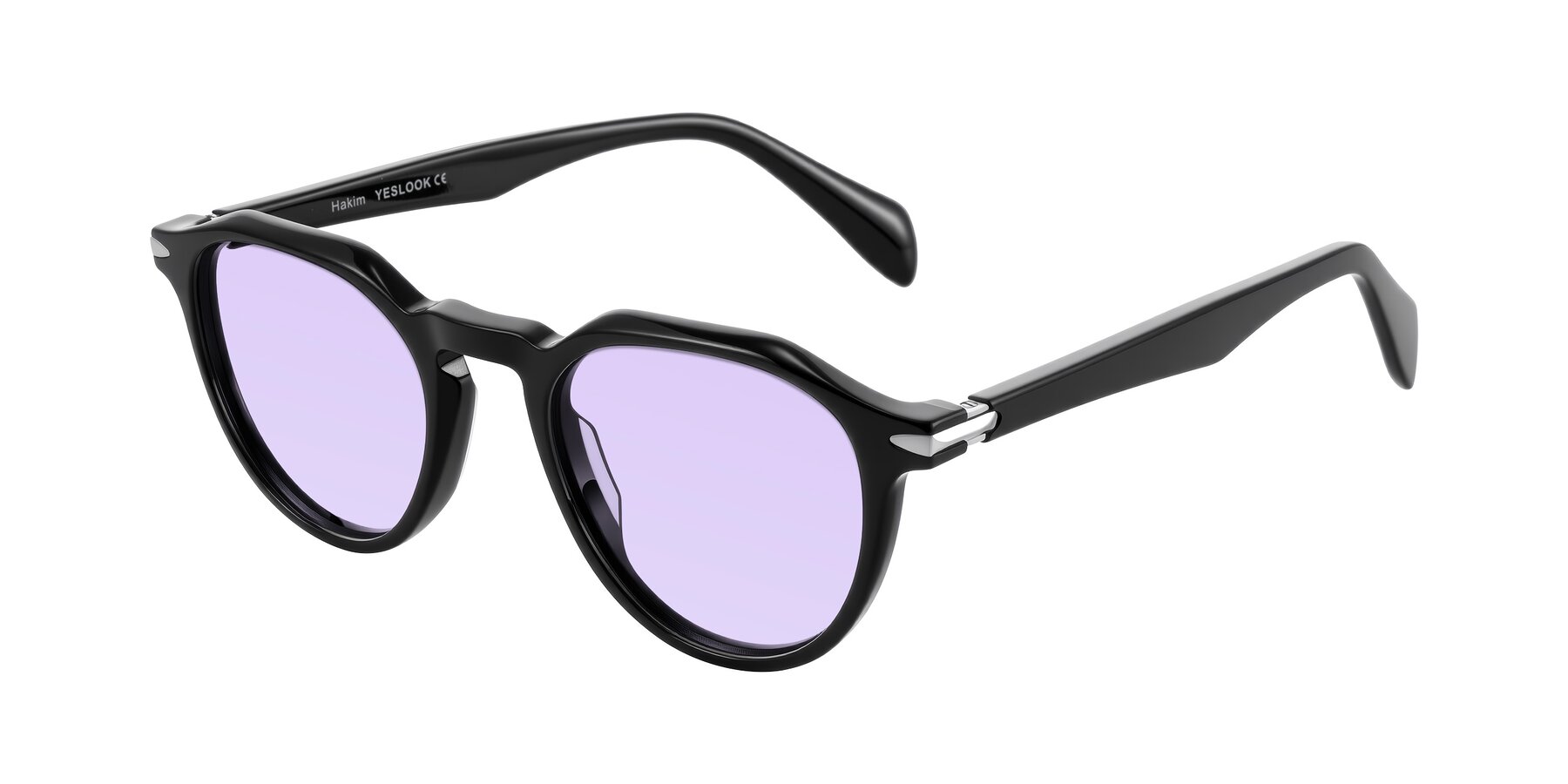 Angle of Hakim in Black with Light Purple Tinted Lenses