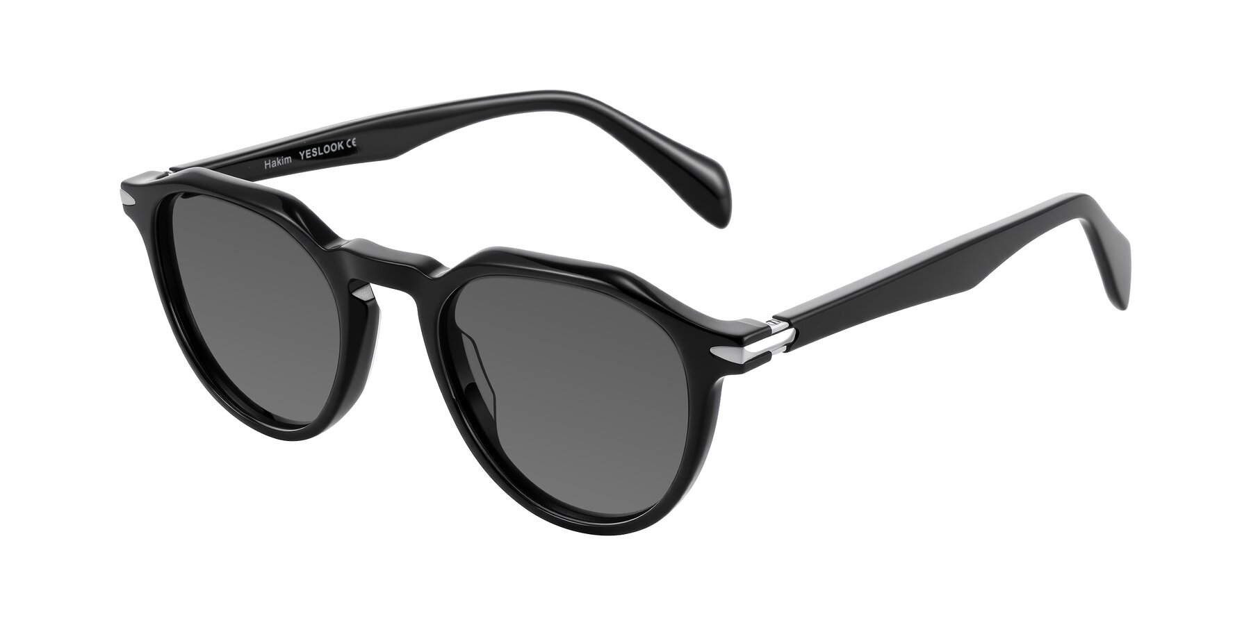 Angle of Hakim in Black with Medium Gray Tinted Lenses