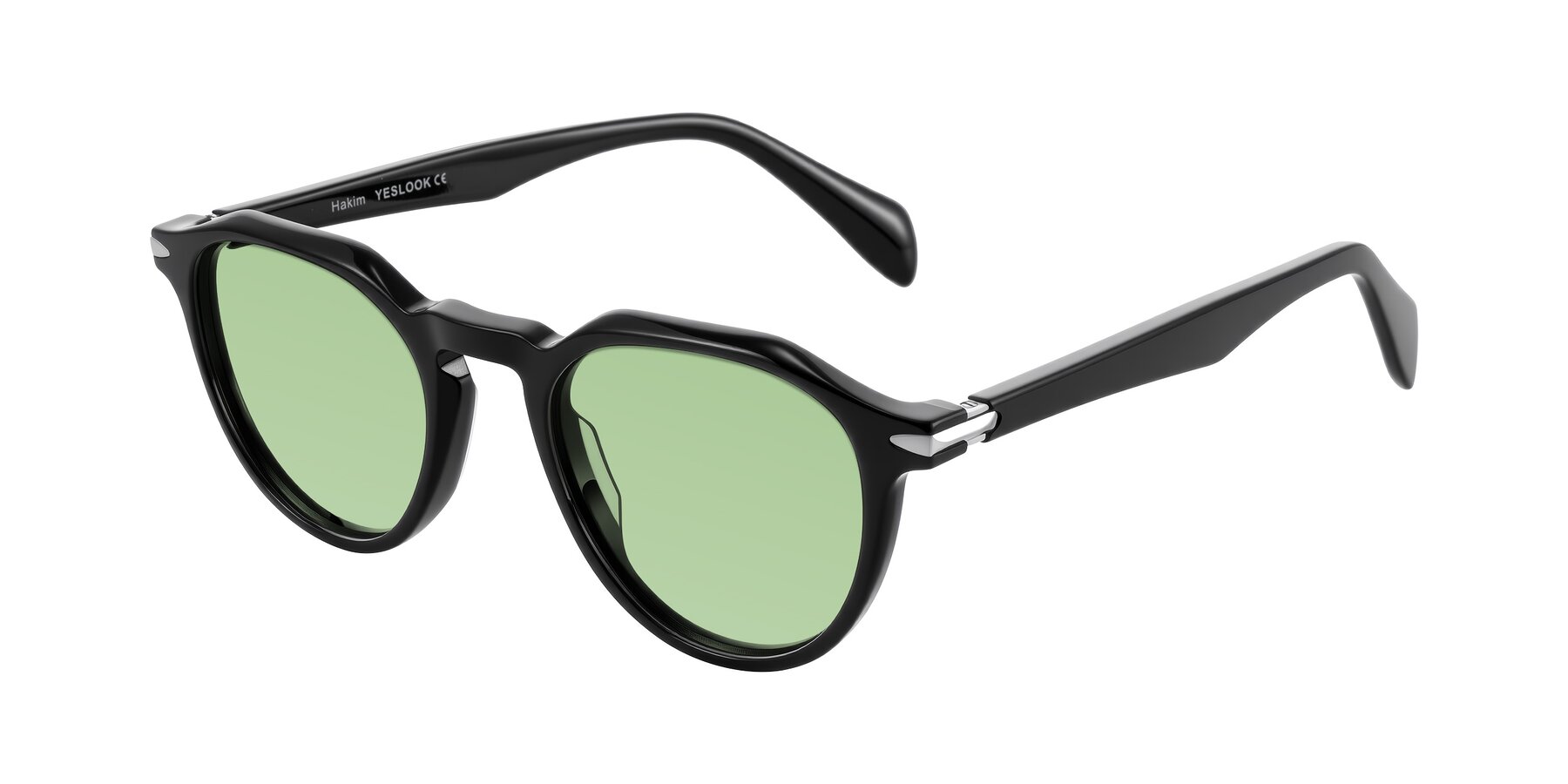 Angle of Hakim in Black with Medium Green Tinted Lenses