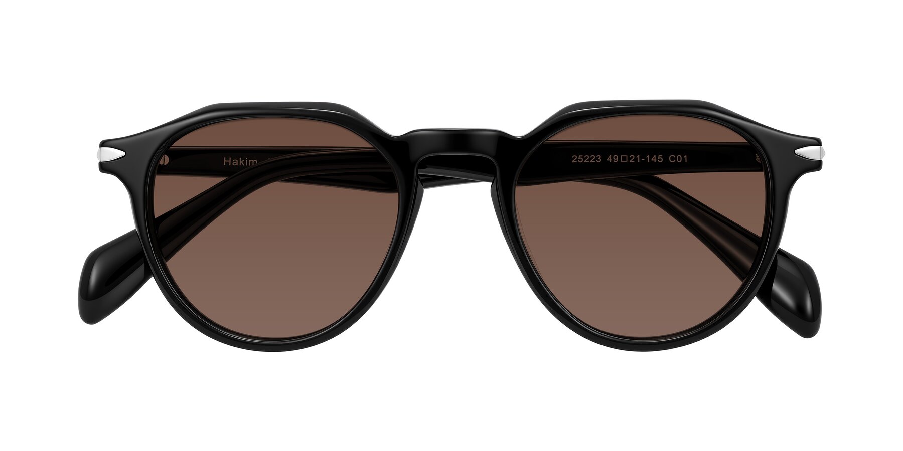 Folded Front of Hakim in Black with Brown Tinted Lenses