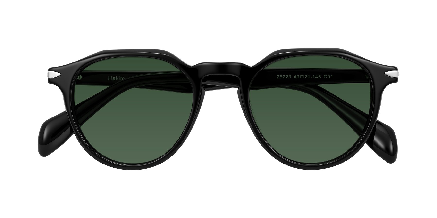 Folded Front of Hakim in Black with Green Tinted Lenses