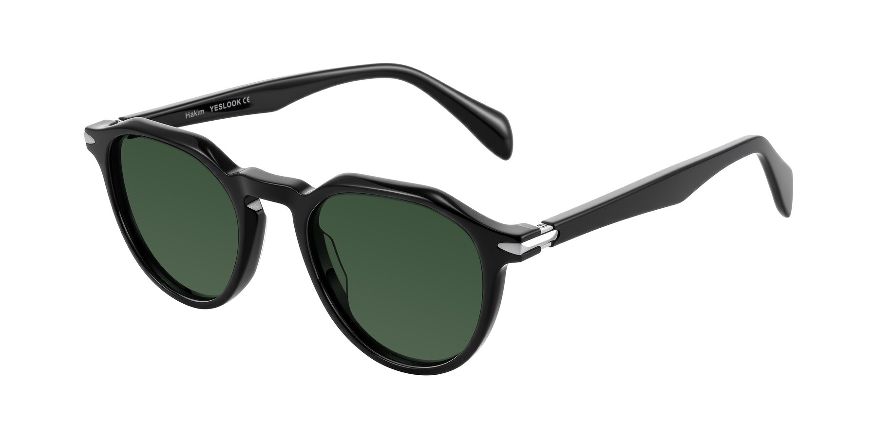 Angle of Hakim in Black with Green Tinted Lenses