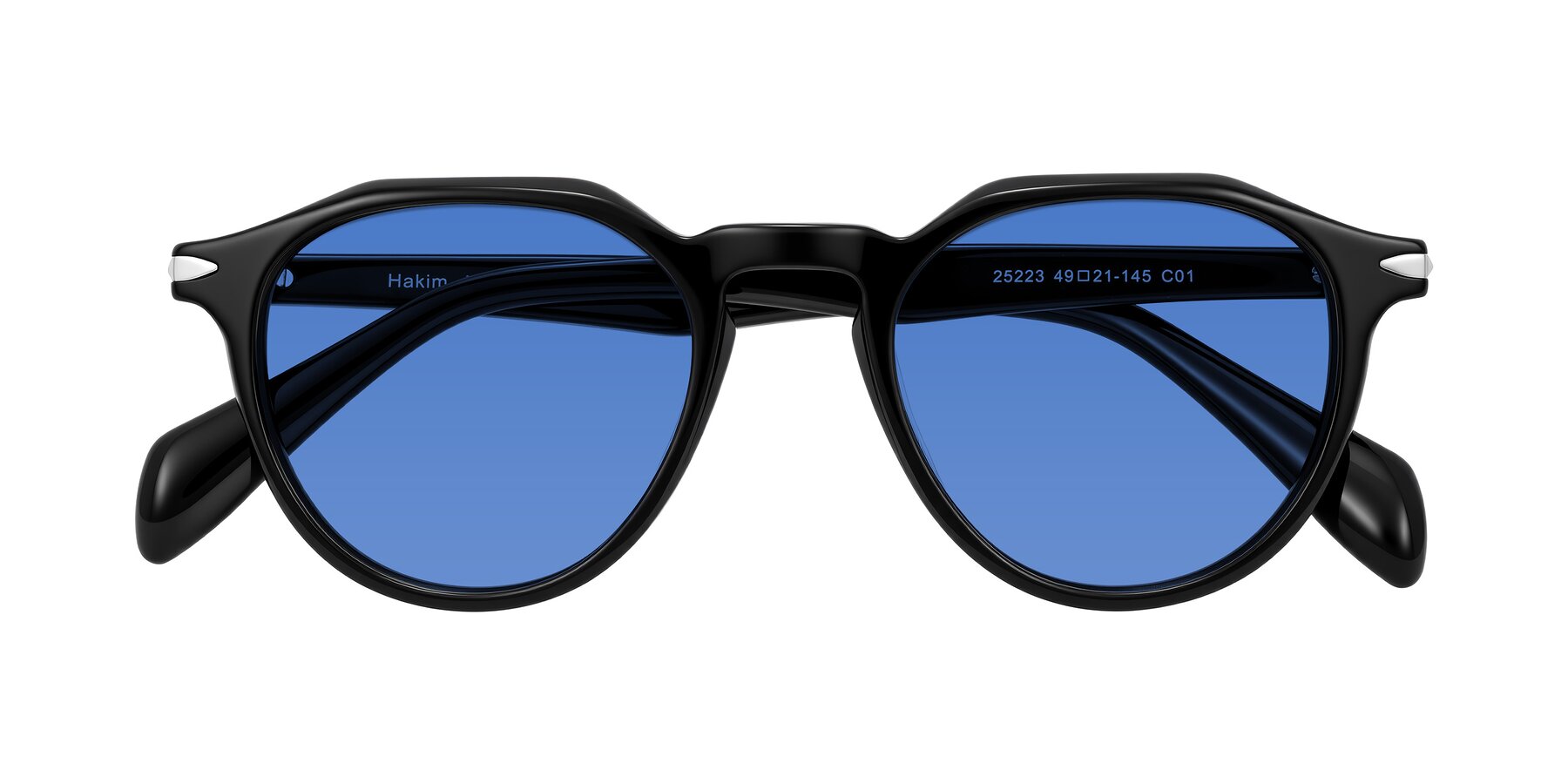 Folded Front of Hakim in Black with Blue Tinted Lenses
