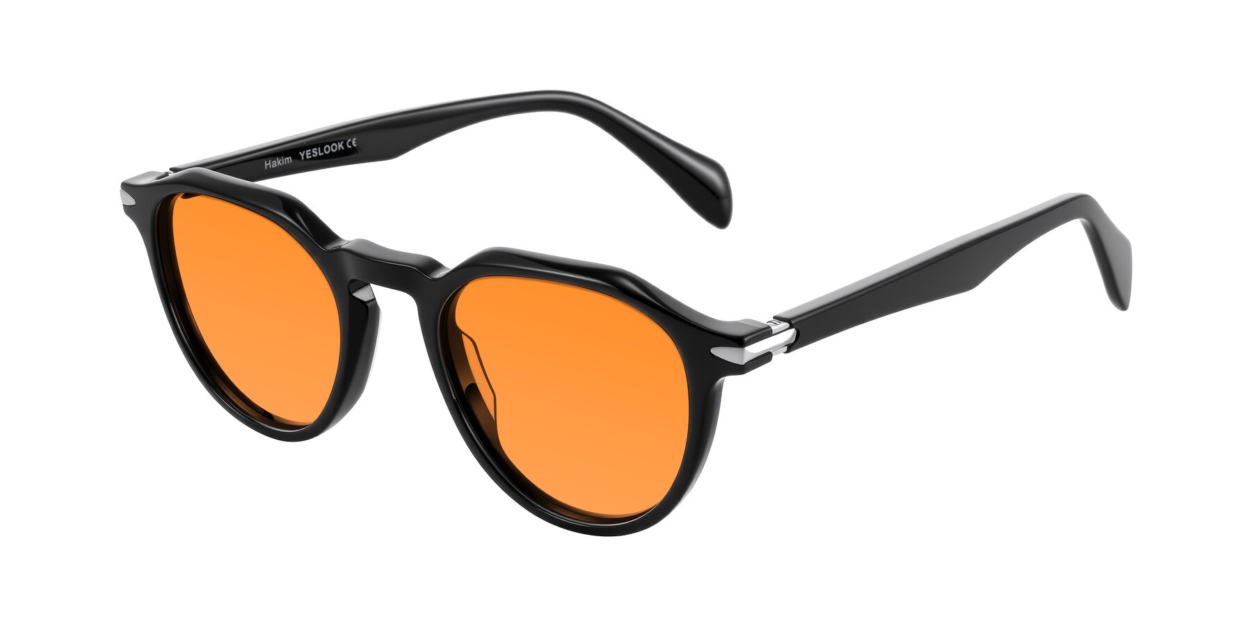 Angle of Hakim in Black with Orange Tinted Lenses