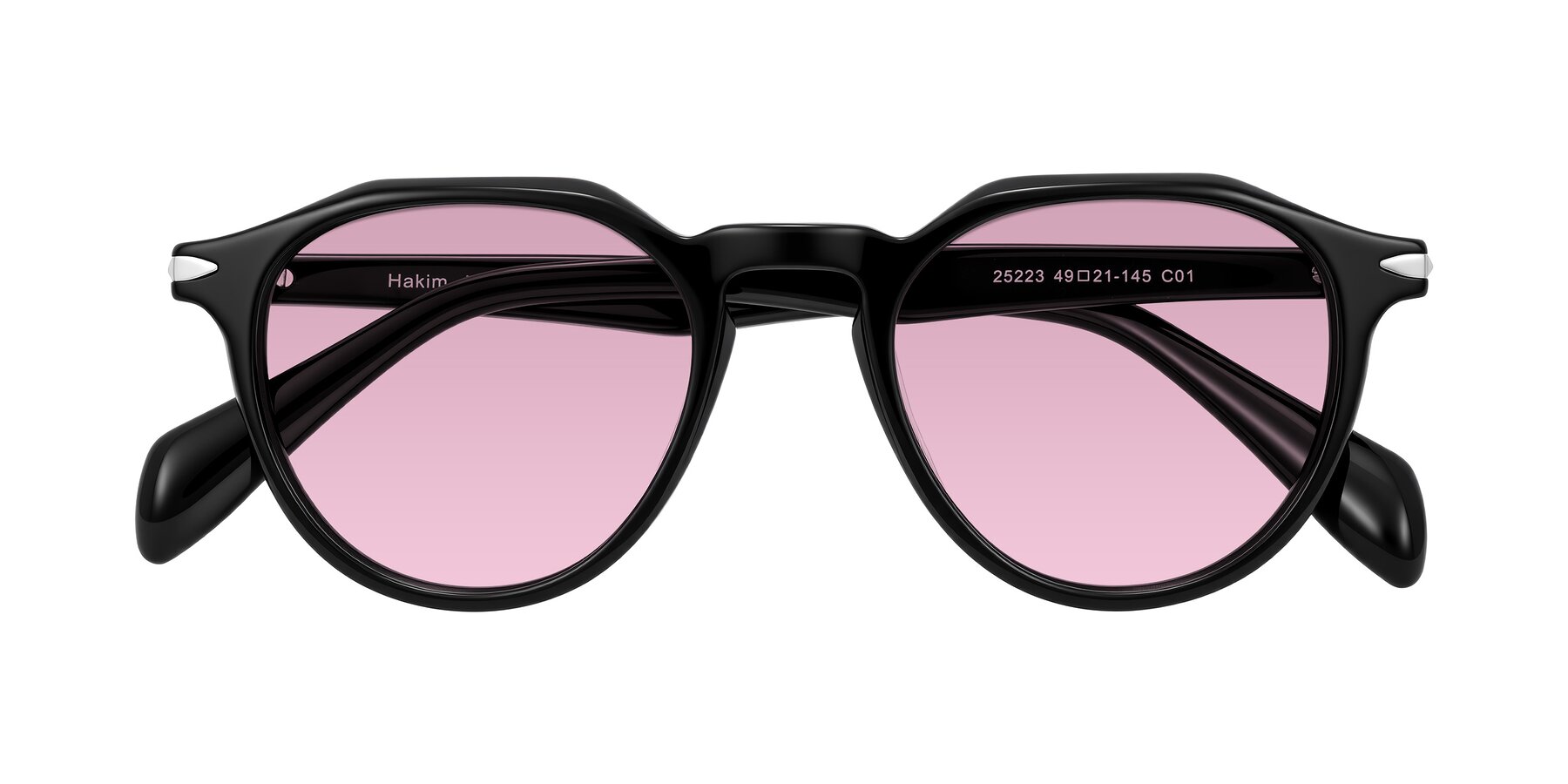 Folded Front of Hakim in Black with Light Wine Tinted Lenses