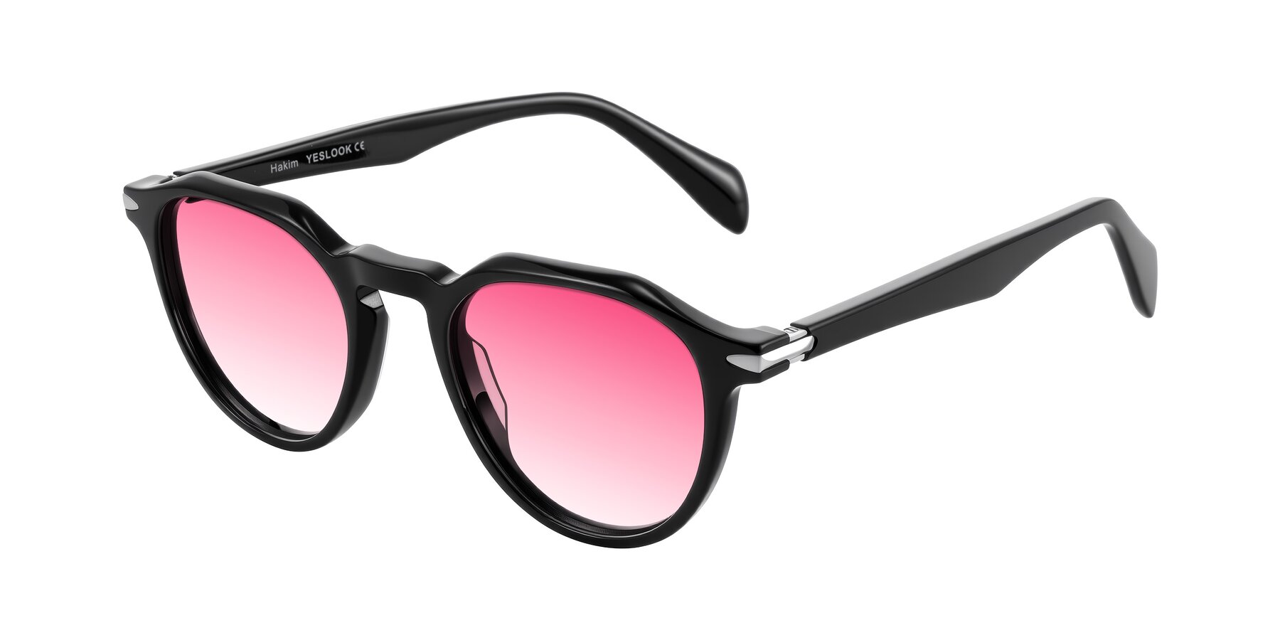 Angle of Hakim in Black with Pink Gradient Lenses