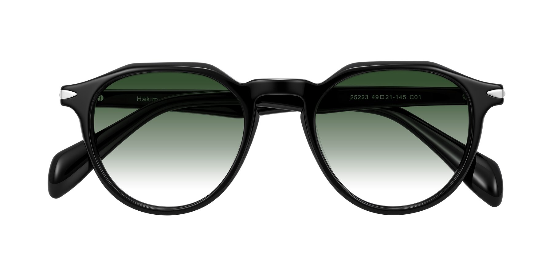 Folded Front of Hakim in Black with Green Gradient Lenses