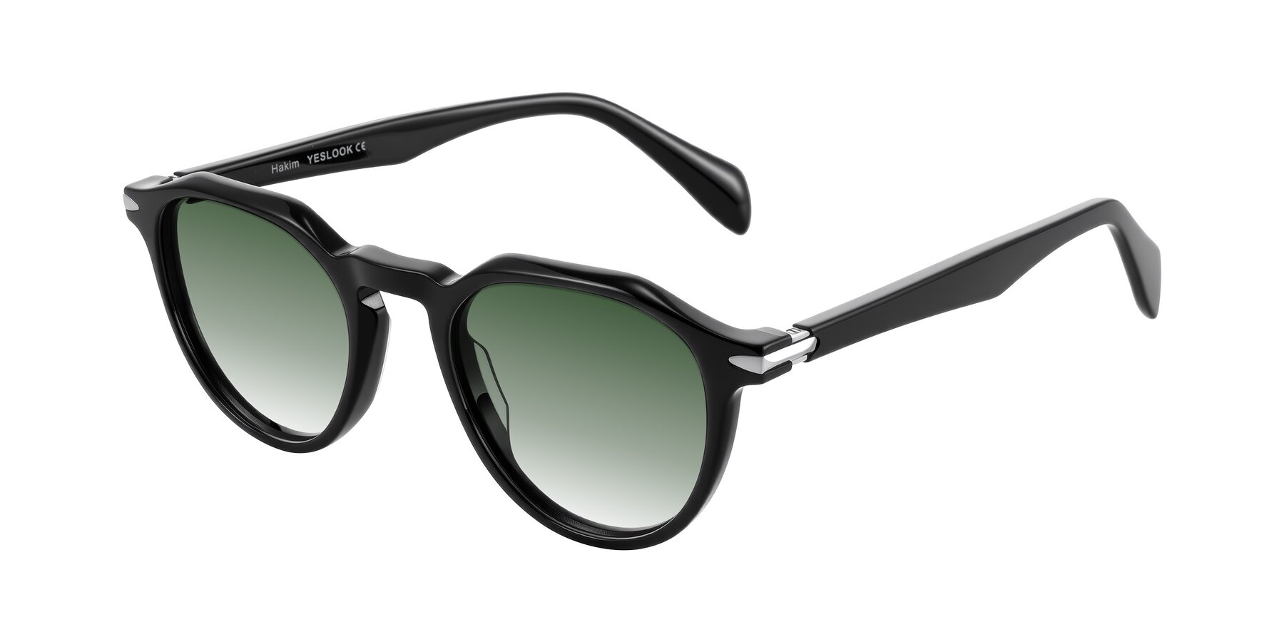 Angle of Hakim in Black with Green Gradient Lenses