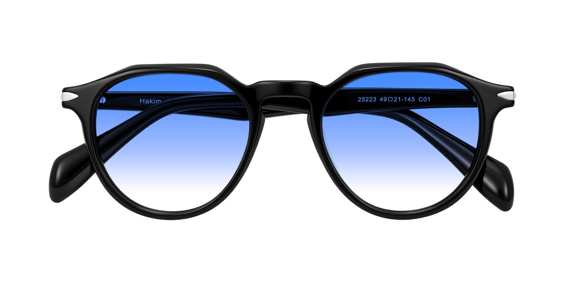 Folded Front of Hakim in Black with Blue Gradient Lenses