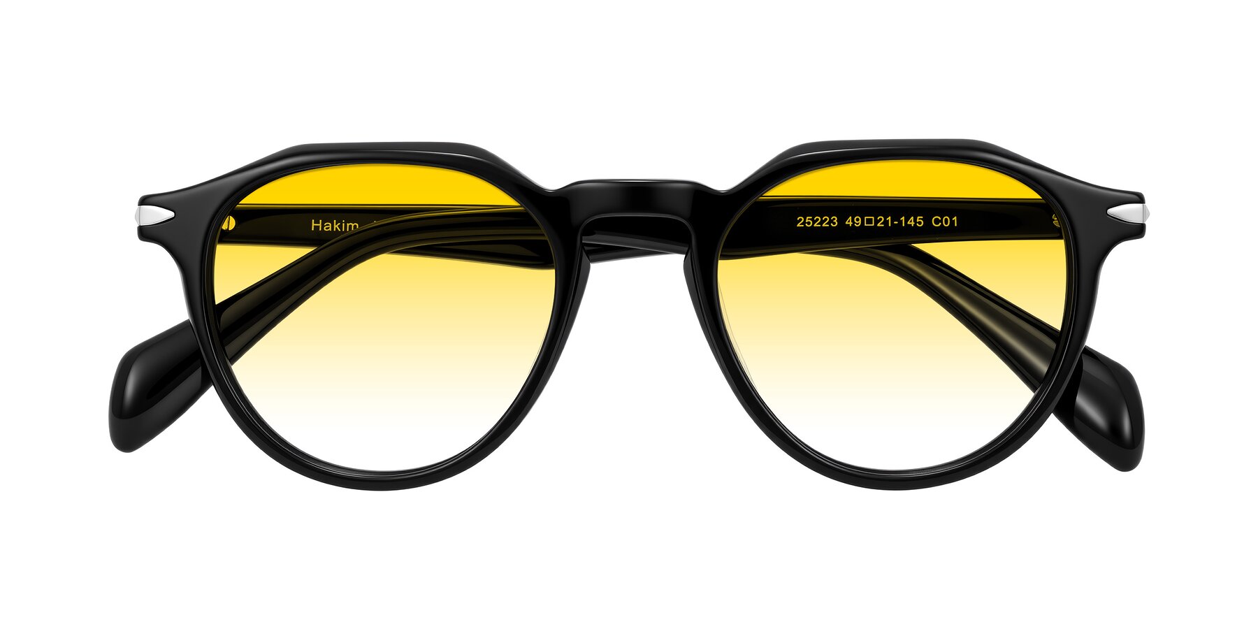 Folded Front of Hakim in Black with Yellow Gradient Lenses