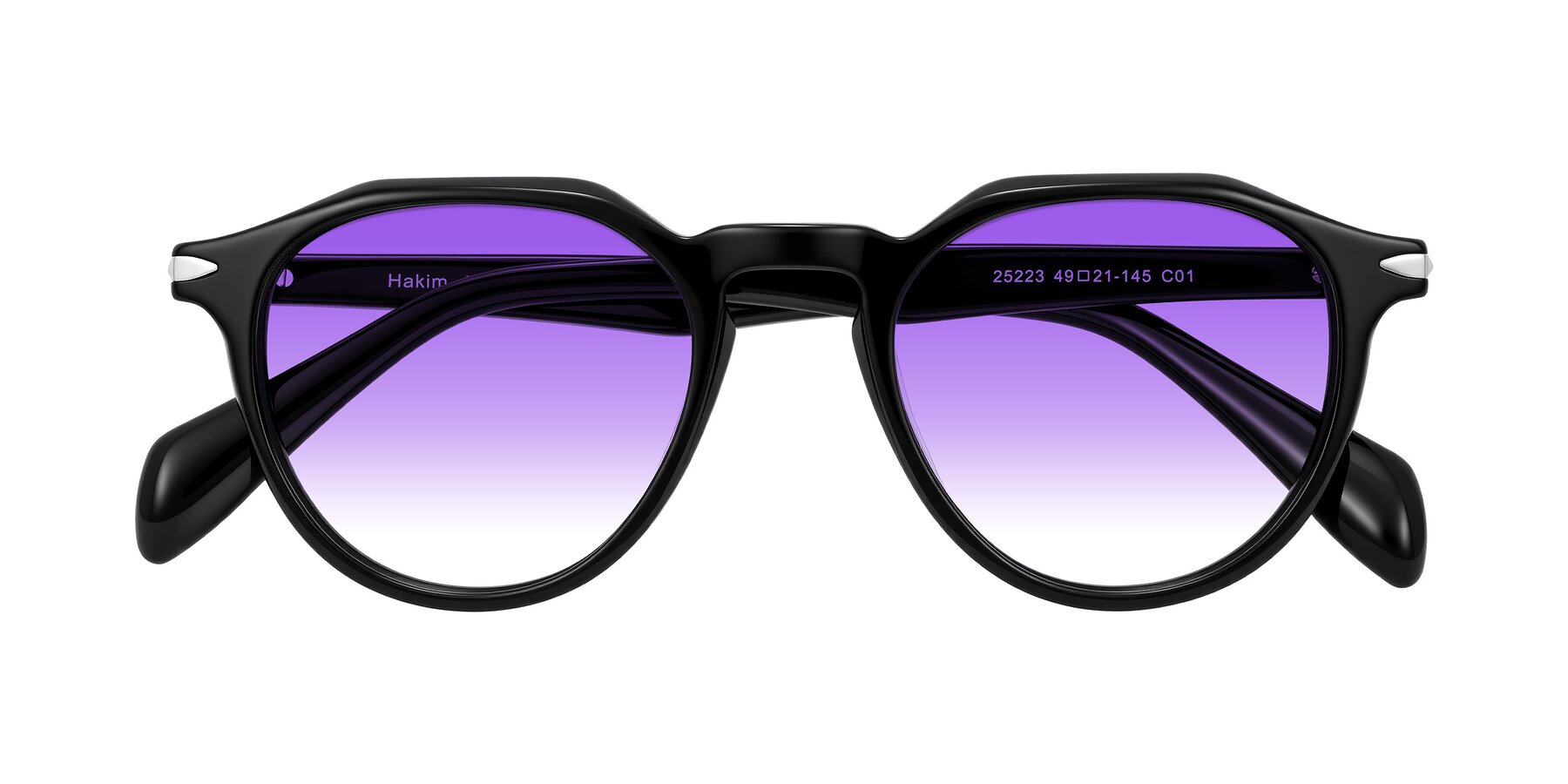 Folded Front of Hakim in Black with Purple Gradient Lenses
