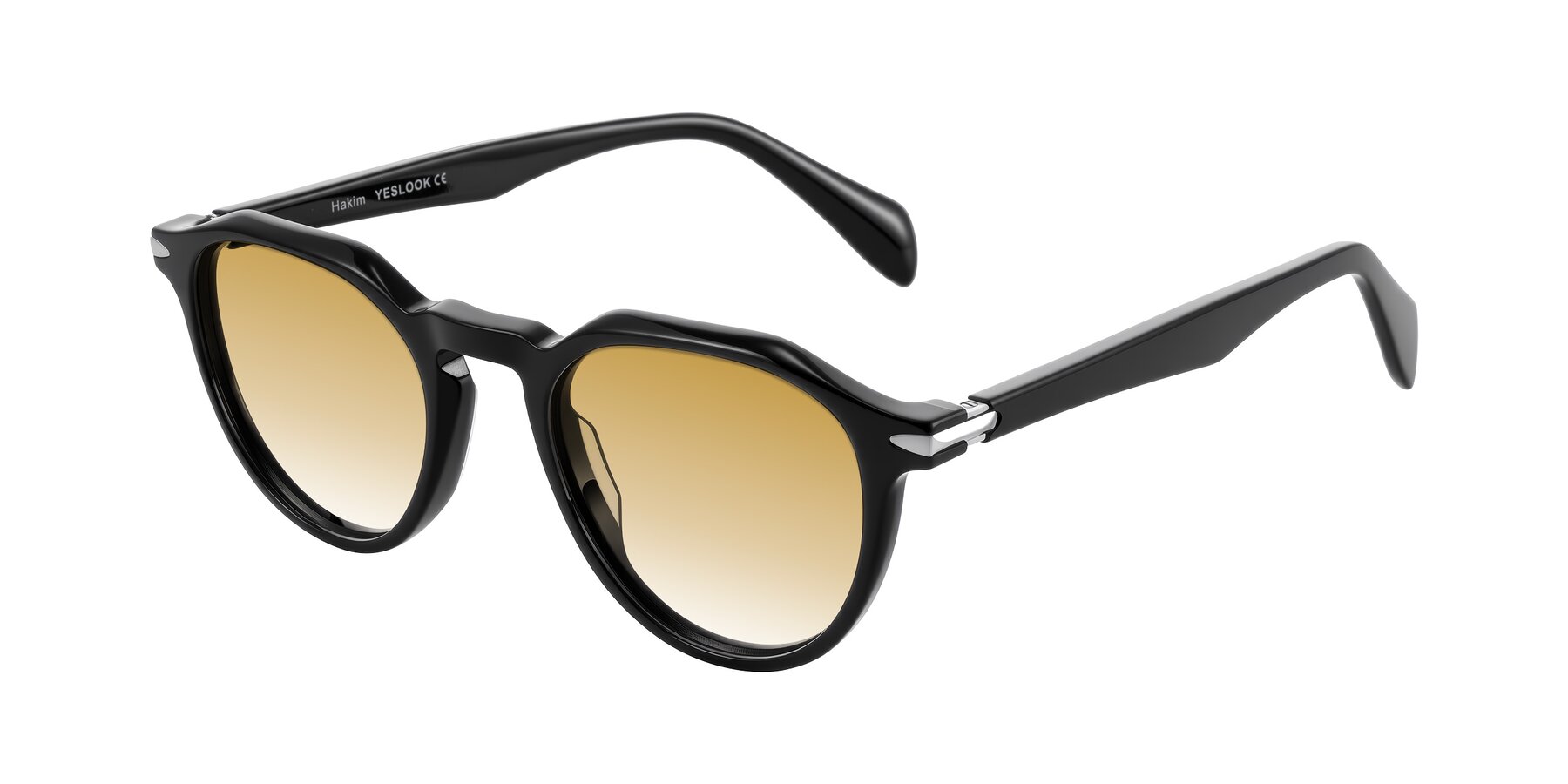 Angle of Hakim in Black with Champagne Gradient Lenses