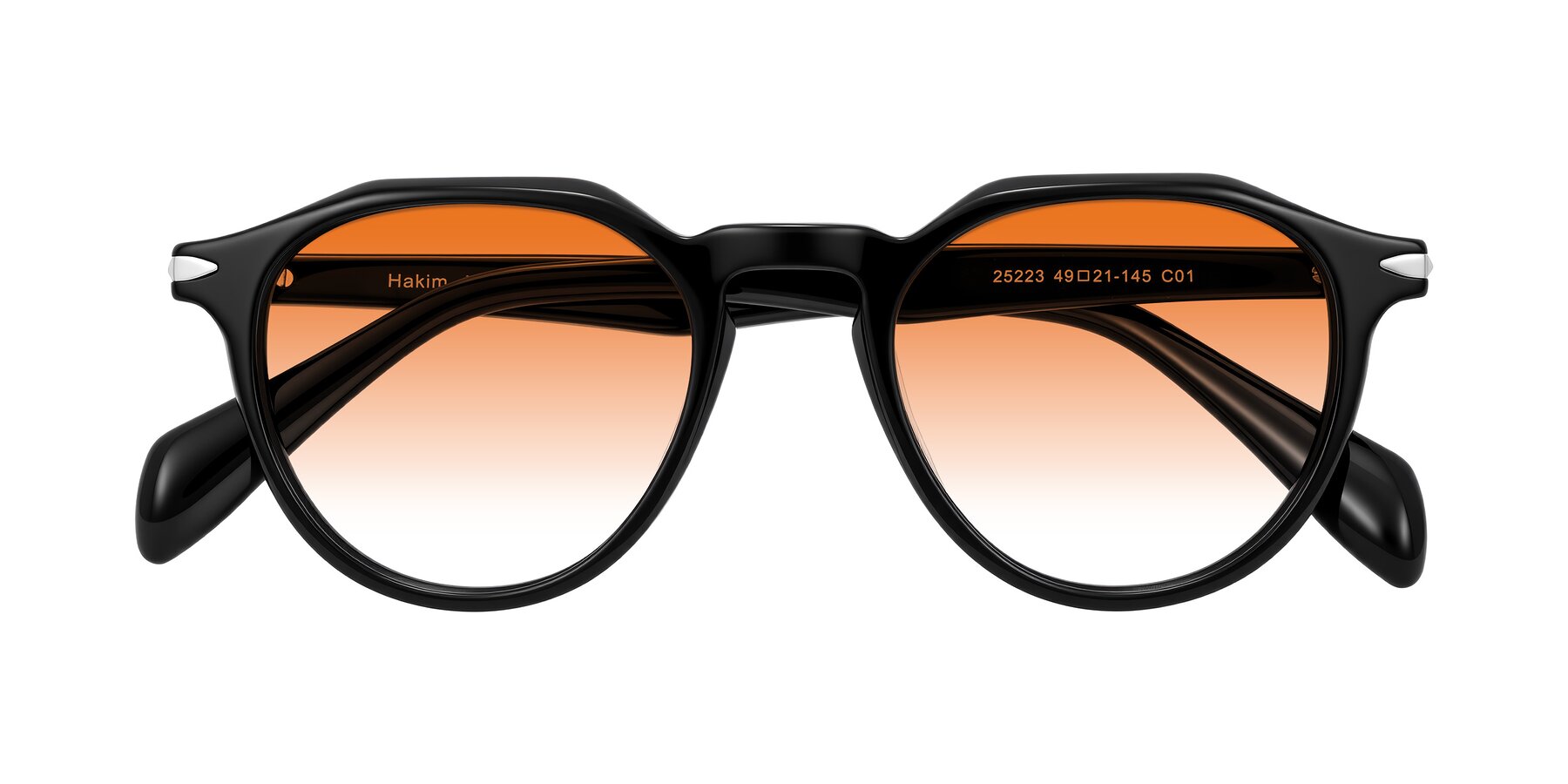 Folded Front of Hakim in Black with Orange Gradient Lenses