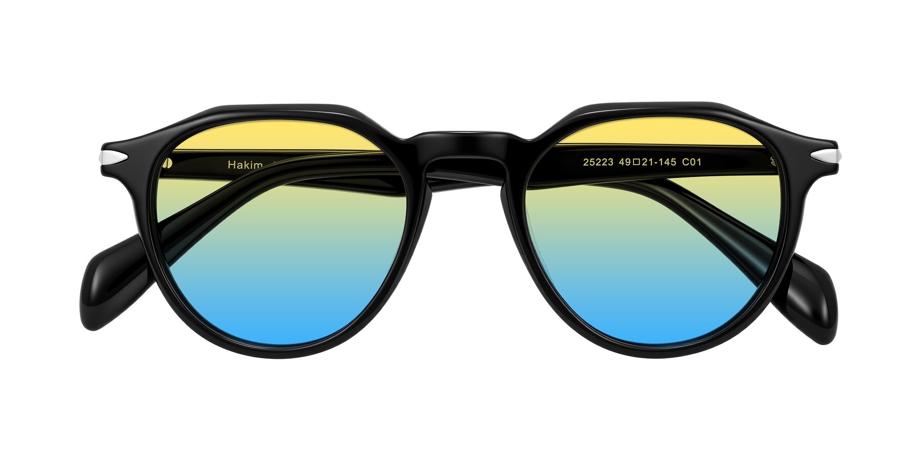 Folded Front of Hakim in Black with Yellow / Blue Gradient Lenses