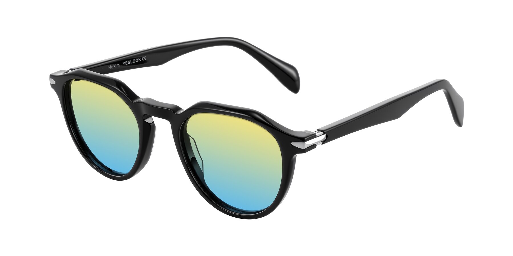 Angle of Hakim in Black with Yellow / Blue Gradient Lenses